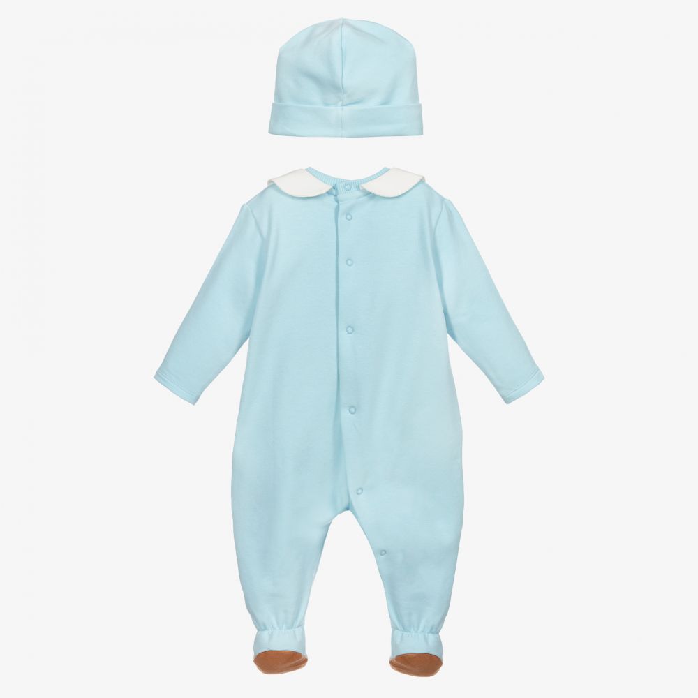 Baby Boys Blue Logo Cotton Babysuit Set