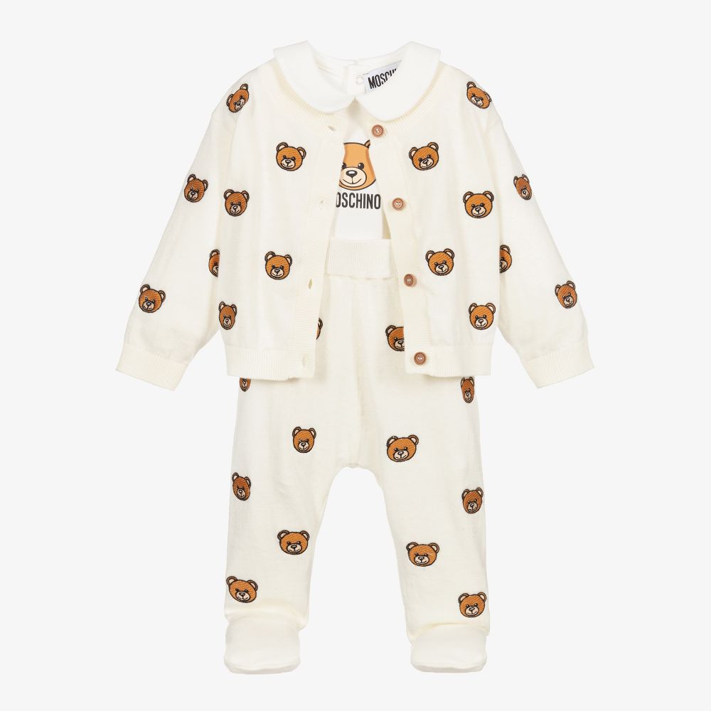 Baby Girls Ivory Knit Babysuit Set