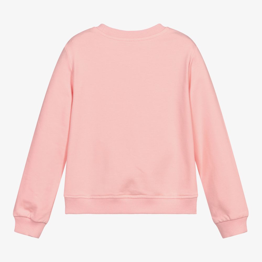 Girls Pink Logo Cotton Sweatshirt