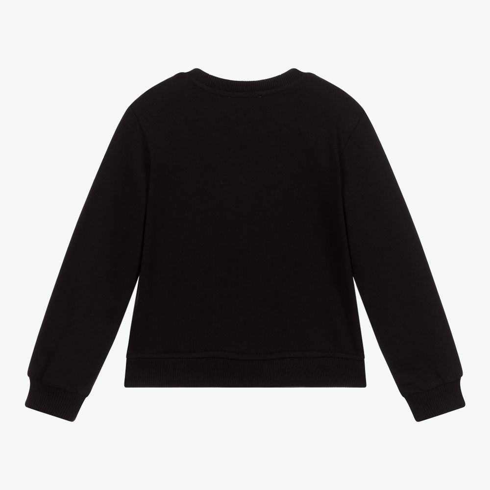 Girls Black Logo Cotton Sweatshirt