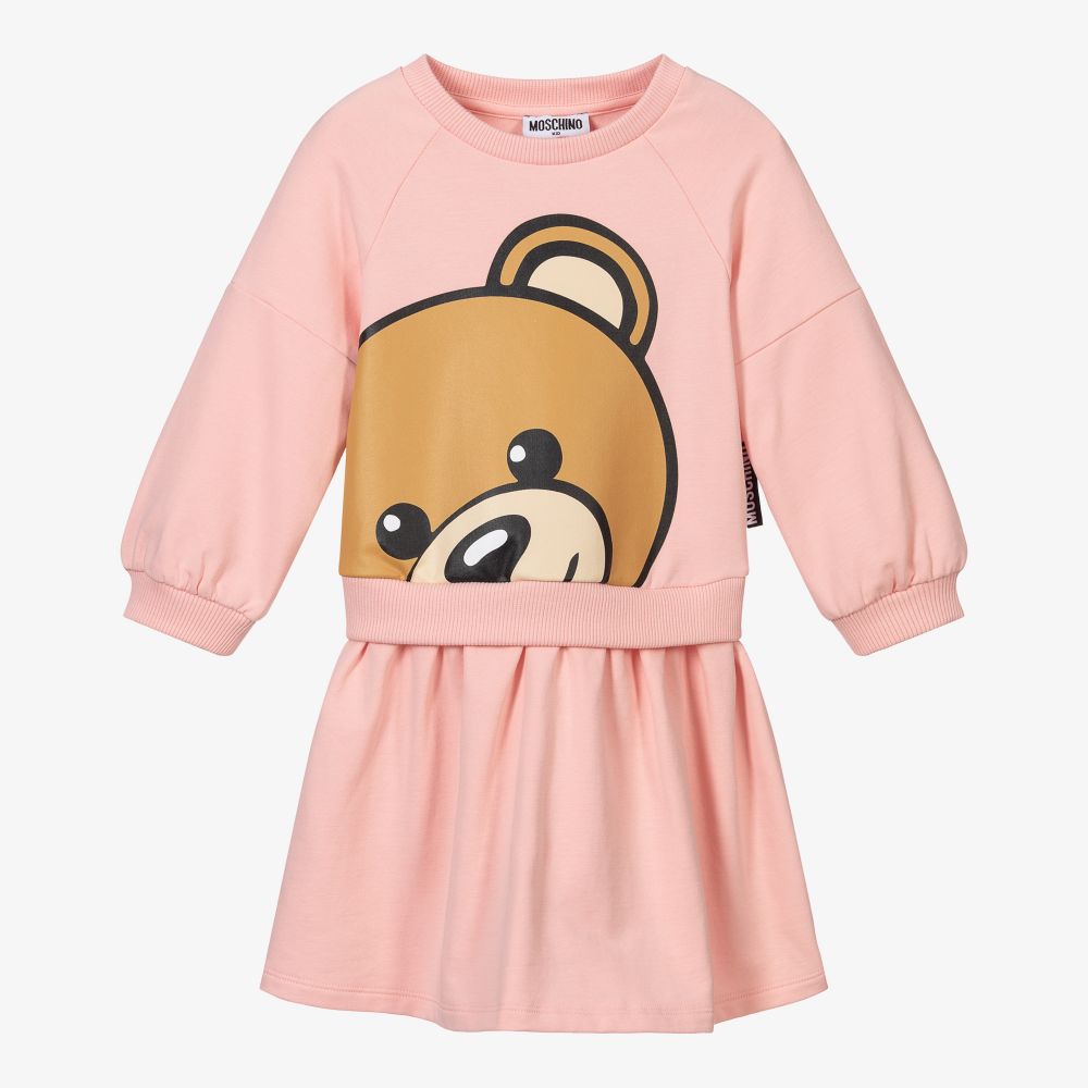 Girls Pink Bear Cotton Dress