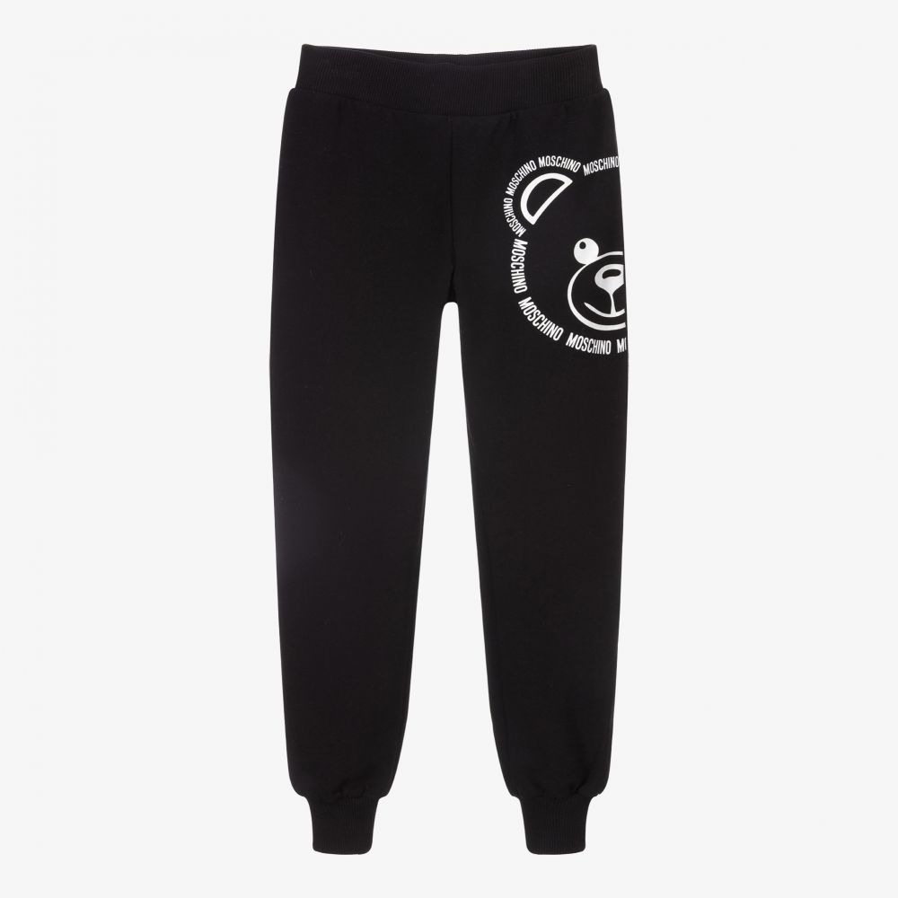 Boys & Girls Black Logo Cotton Trousers