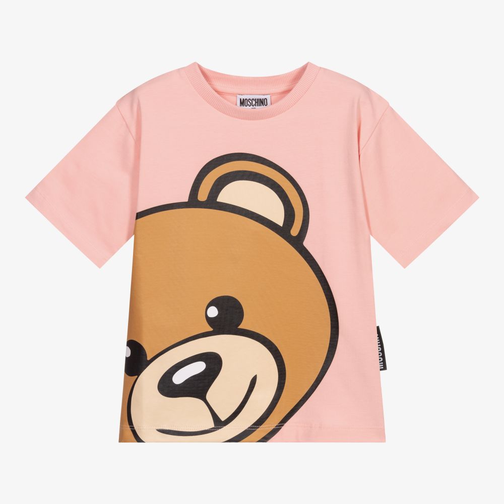 Girls Pink Bear Cotton T-Shirt