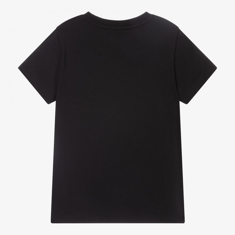 Boys & Girls Black Logo Cotton T-Shirt