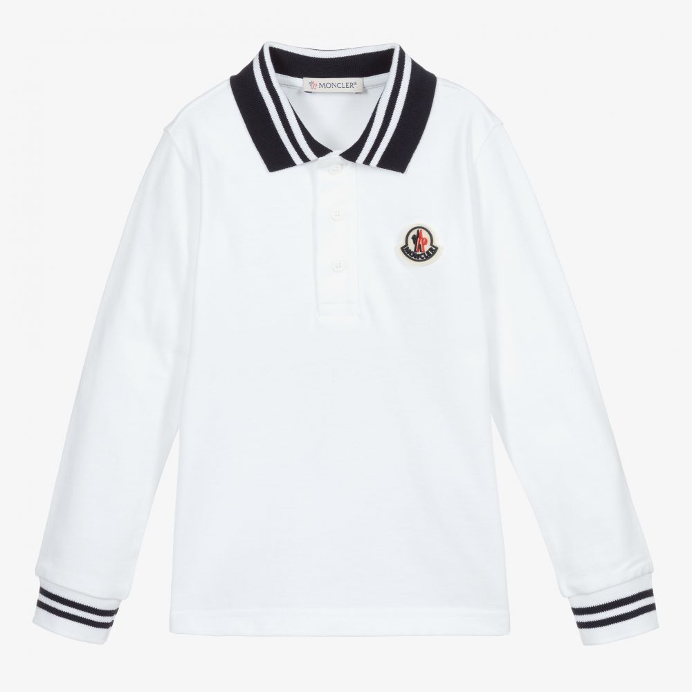 Boys White Logo Cotton Polo Shirt