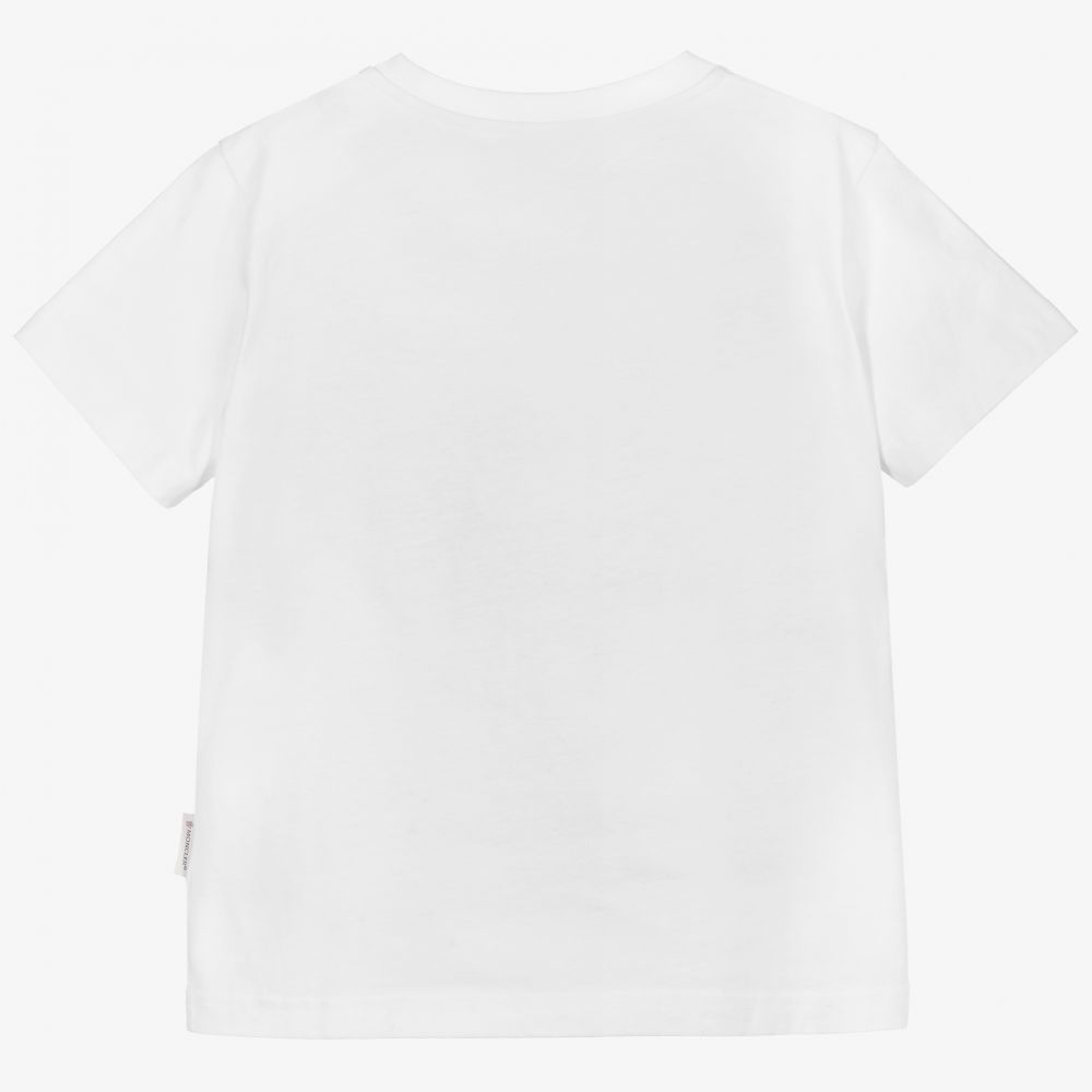 Boys White Logo Cotton T-Shirt