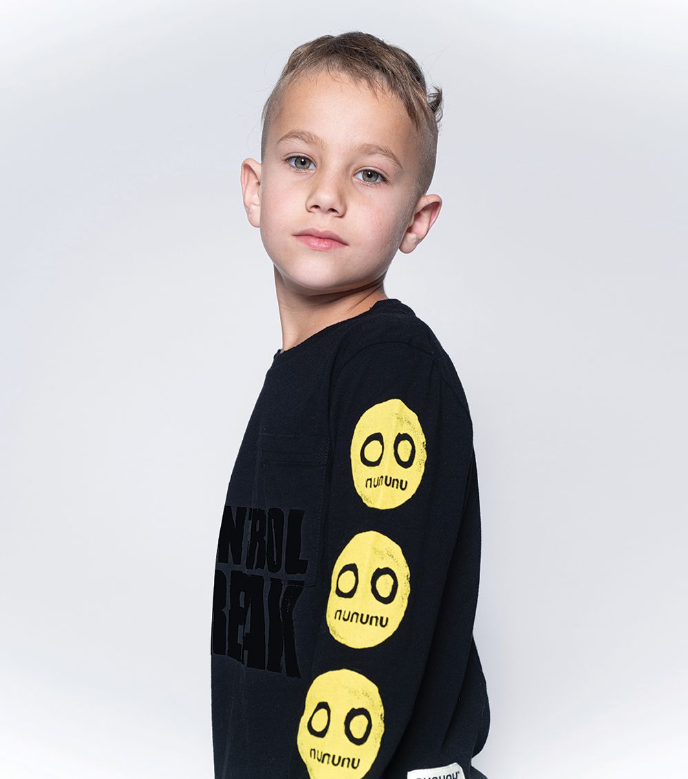 Boys & Girls Black Logo Cotton T-Shirt