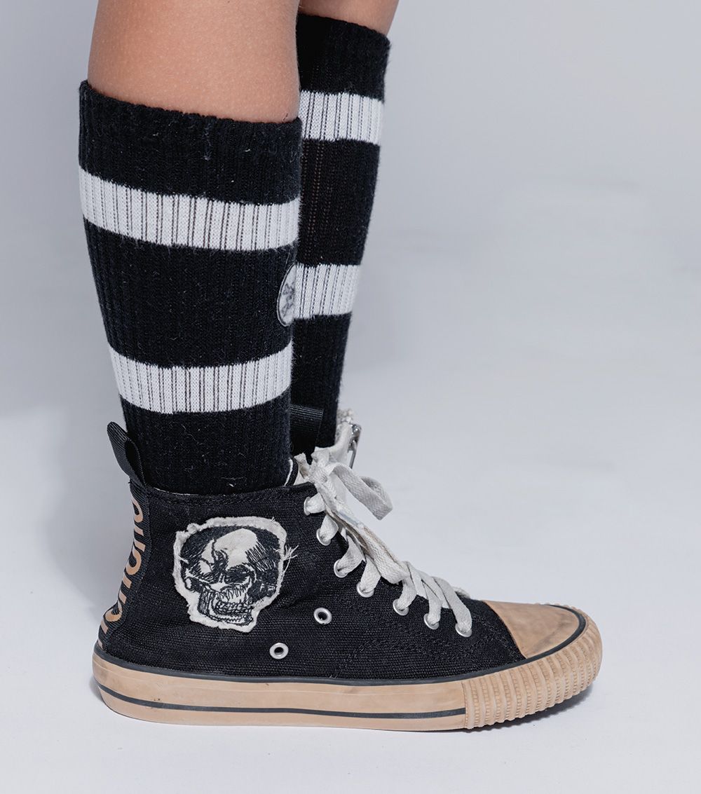 Boys & Girls Black Logo Cotton Socks