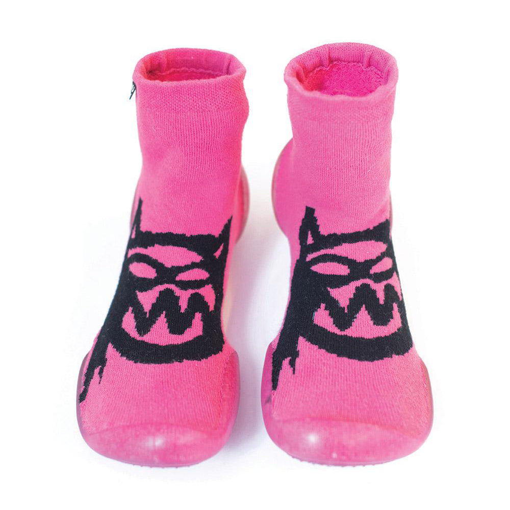 Girls Bright Pink Cat Printed Slippers