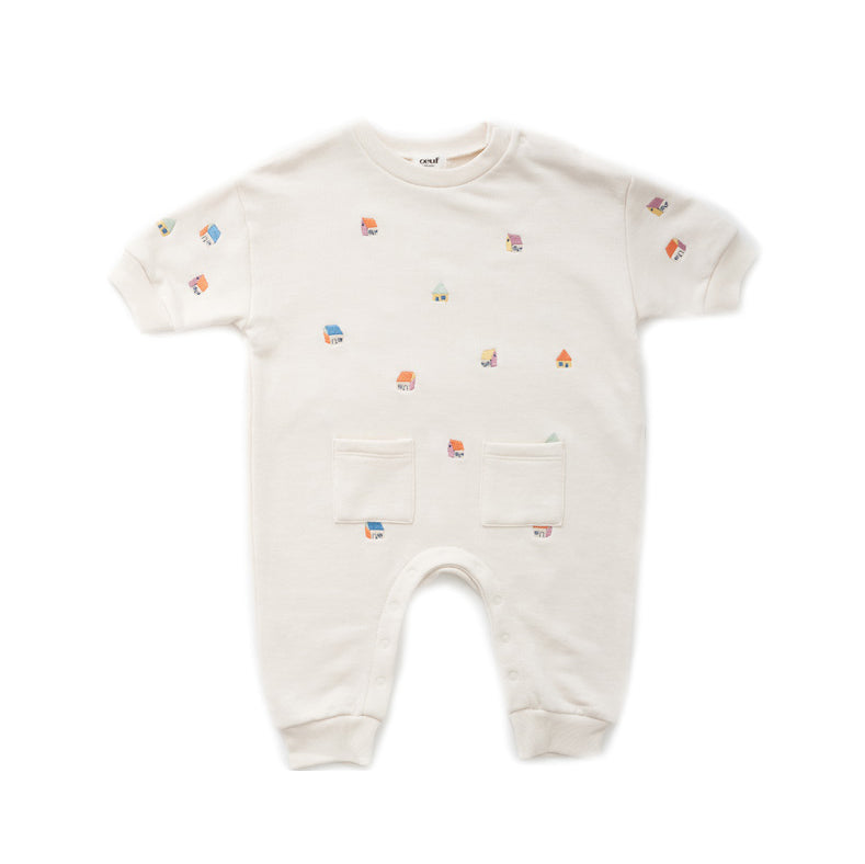 Baby Boys & Girls White Embroidered Cotton Babysuit