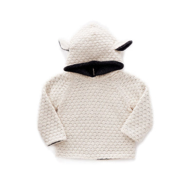 Boys & Girls White Hooded Alpaca Sweater