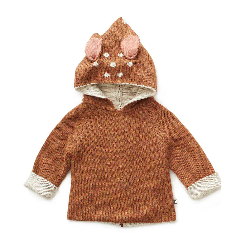 Boys & Girls Caramel Hooded Alpaca Sweater