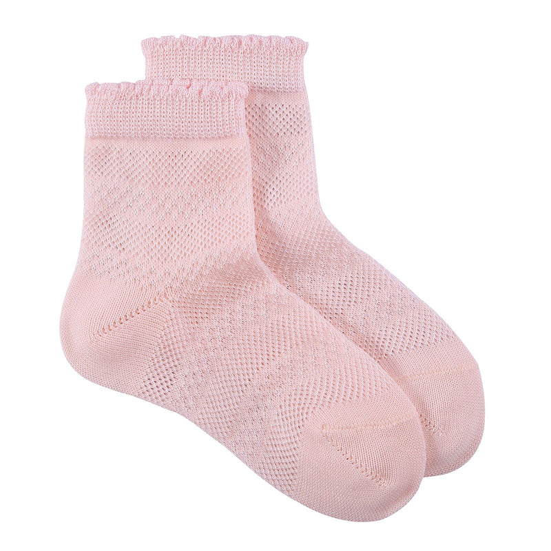 Girls Pink Hollow Cotton Short Socks - CÉMAROSE | Children's Fashion Store