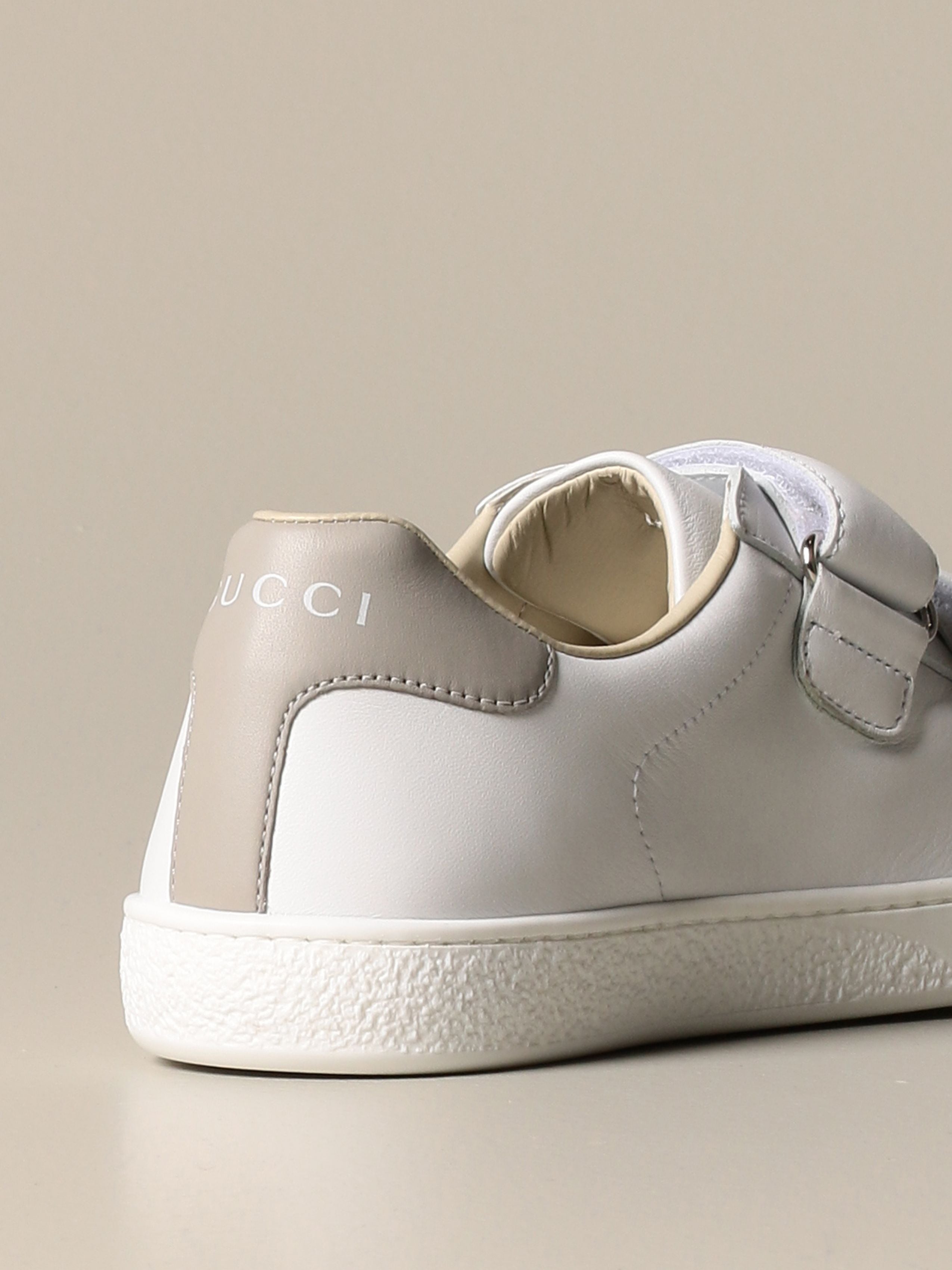 Boys & Girls White Calf Skin Sneakers