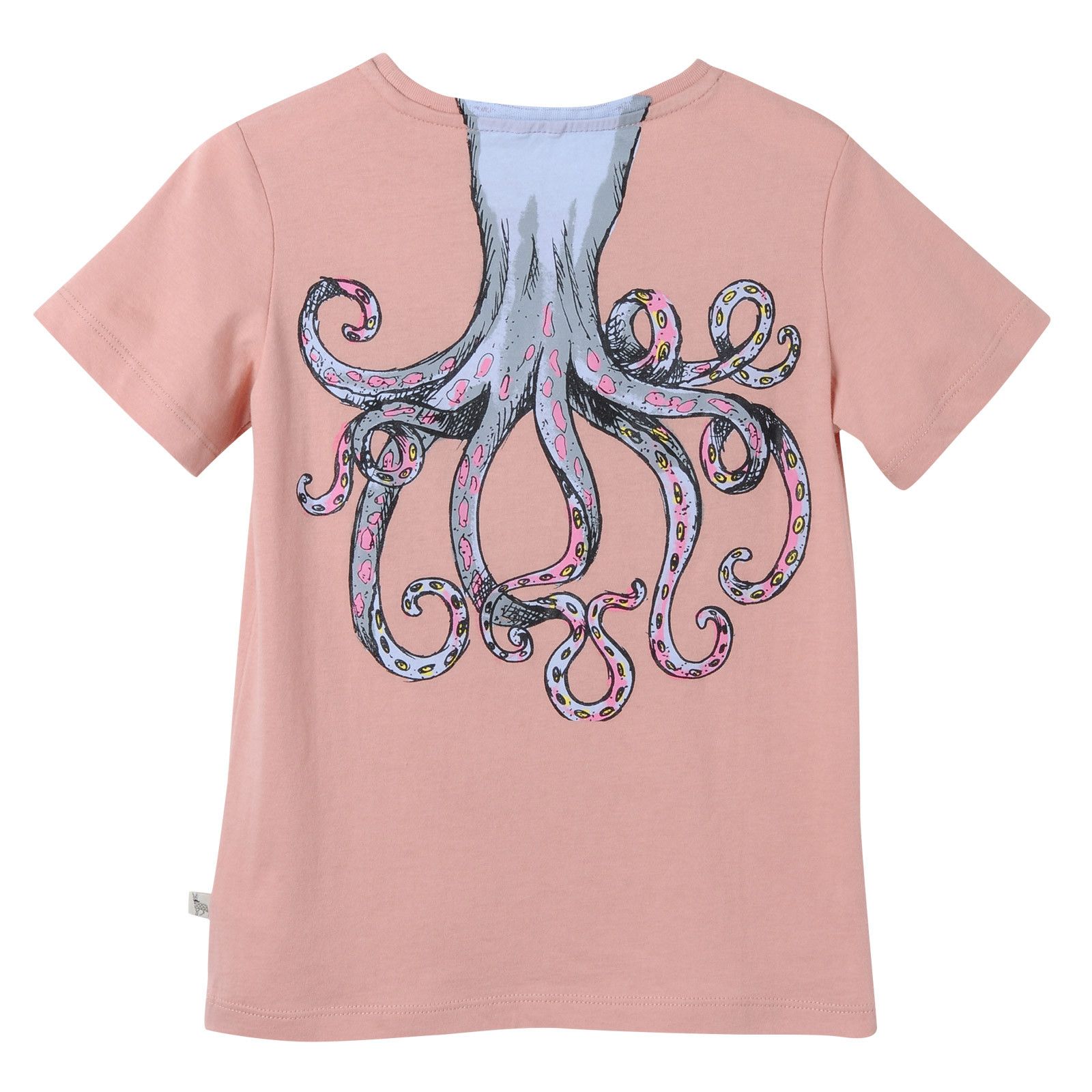 Girls Pink Cotton T-Shirt With Octopus Print Trims - CÉMAROSE | Children's Fashion Store - 2