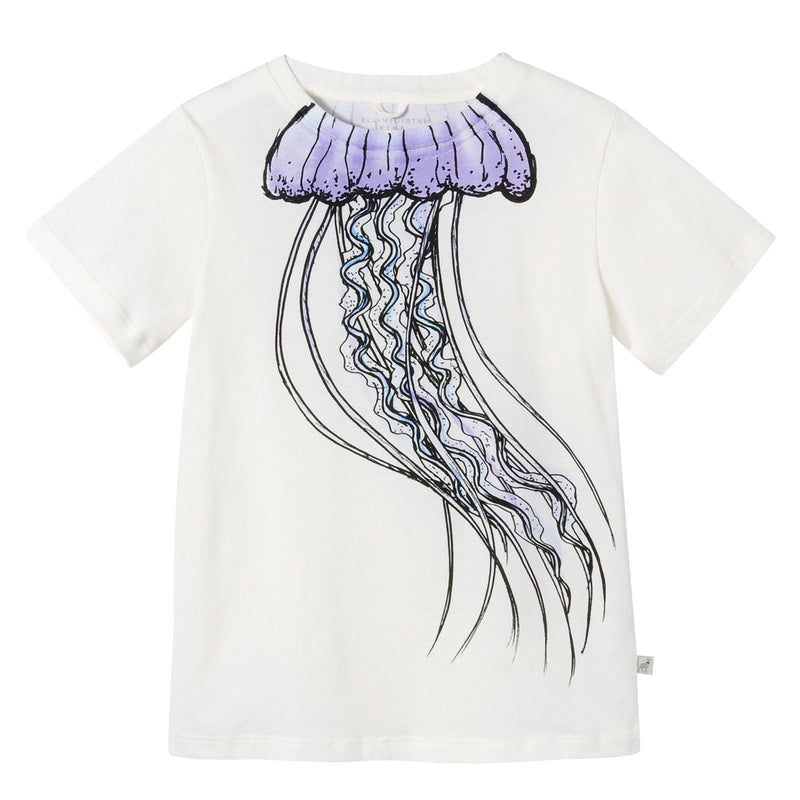 Girls White Jellyfish Printed Cotton T-Shirt - CÉMAROSE | Children's Fashion Store - 1
