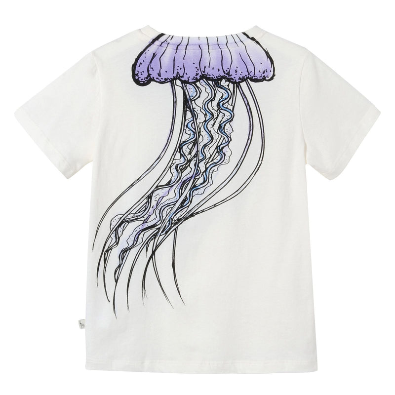 Girls White Jellyfish Printed Cotton T-Shirt - CÉMAROSE | Children's Fashion Store - 2