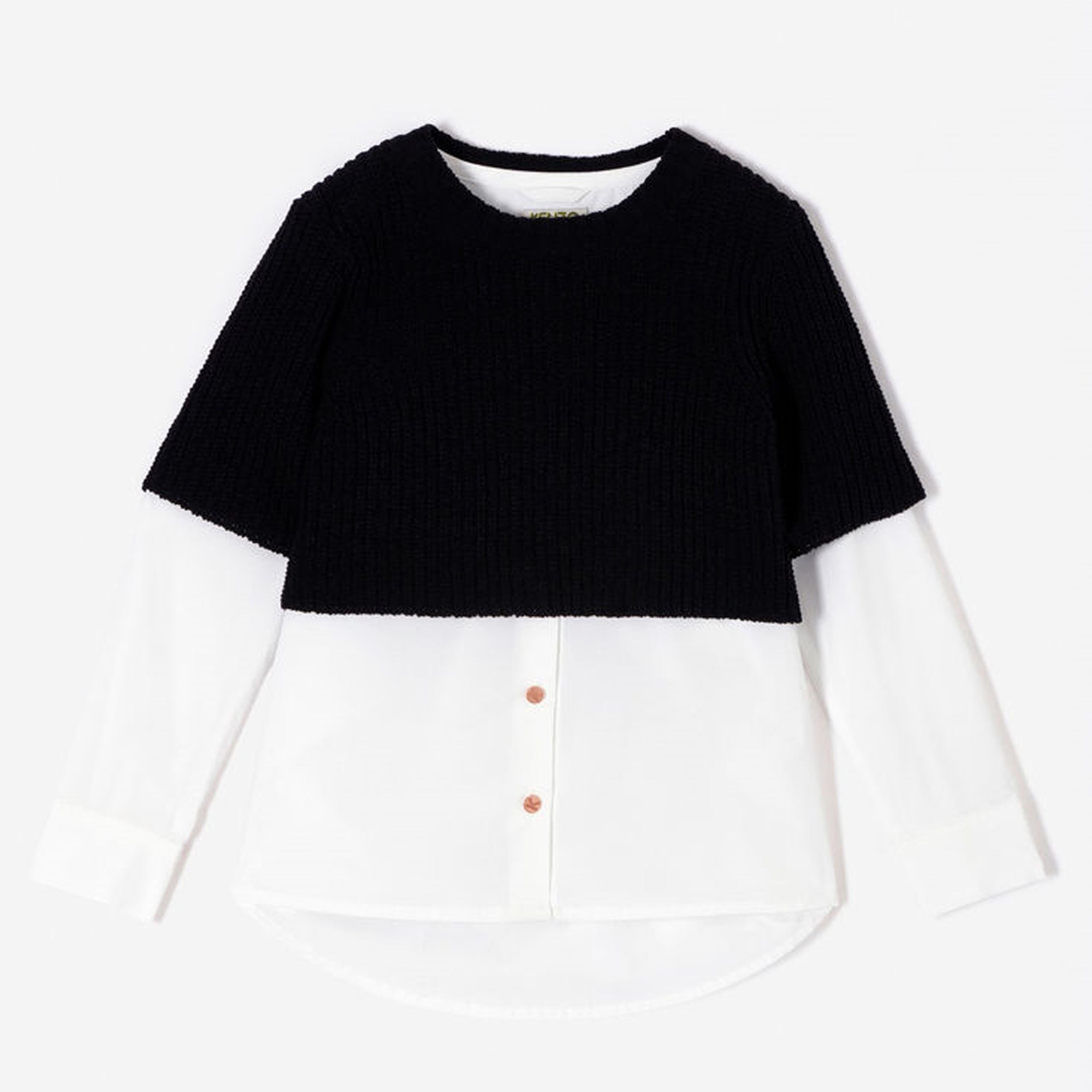Girls Black & White Cotton Sweater