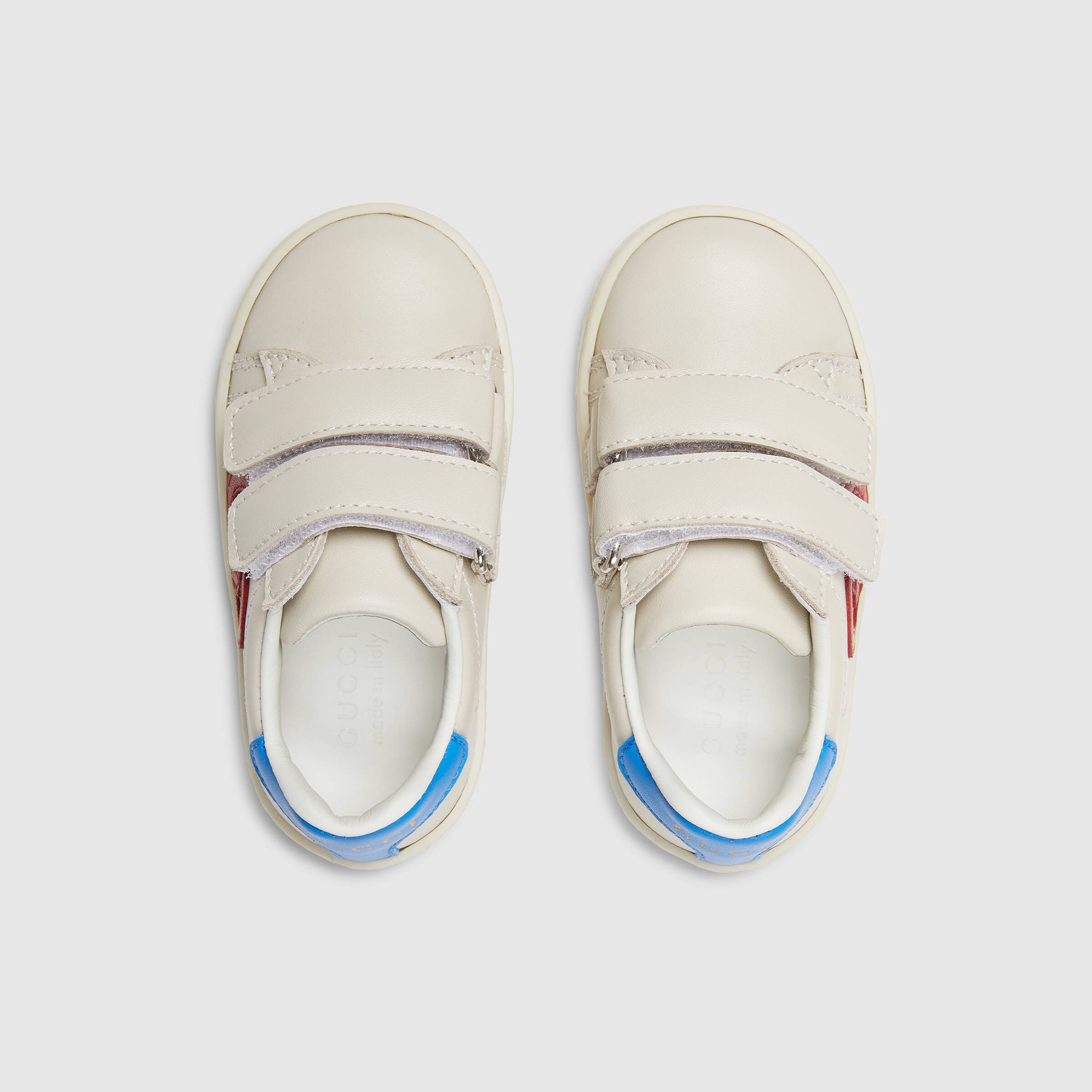 Boys White & Red GG Leather Shoes