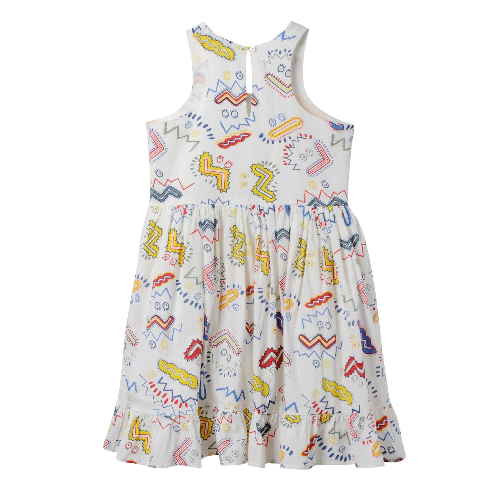 Girls White Cotton Colorful Zig Zag Printed Dress - CÉMAROSE | Children's Fashion Store - 2