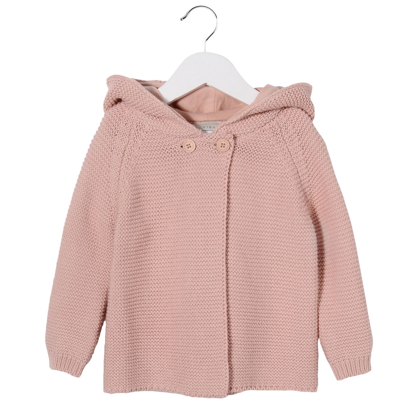 Baby Dark Pink Cotton Knitted Cardigan With Hood Bunny Ears Trims - CÉMAROSE | Children's Fashion Store