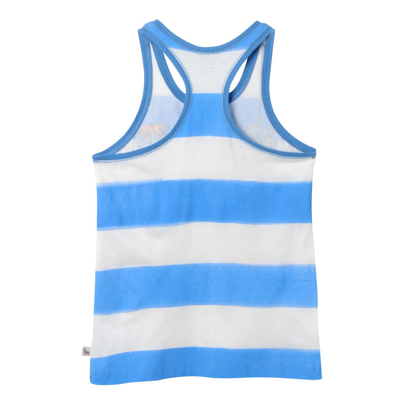 Girls Blue&White Striped Vest With Floral Print - CÉMAROSE | Children's Fashion Store - 2