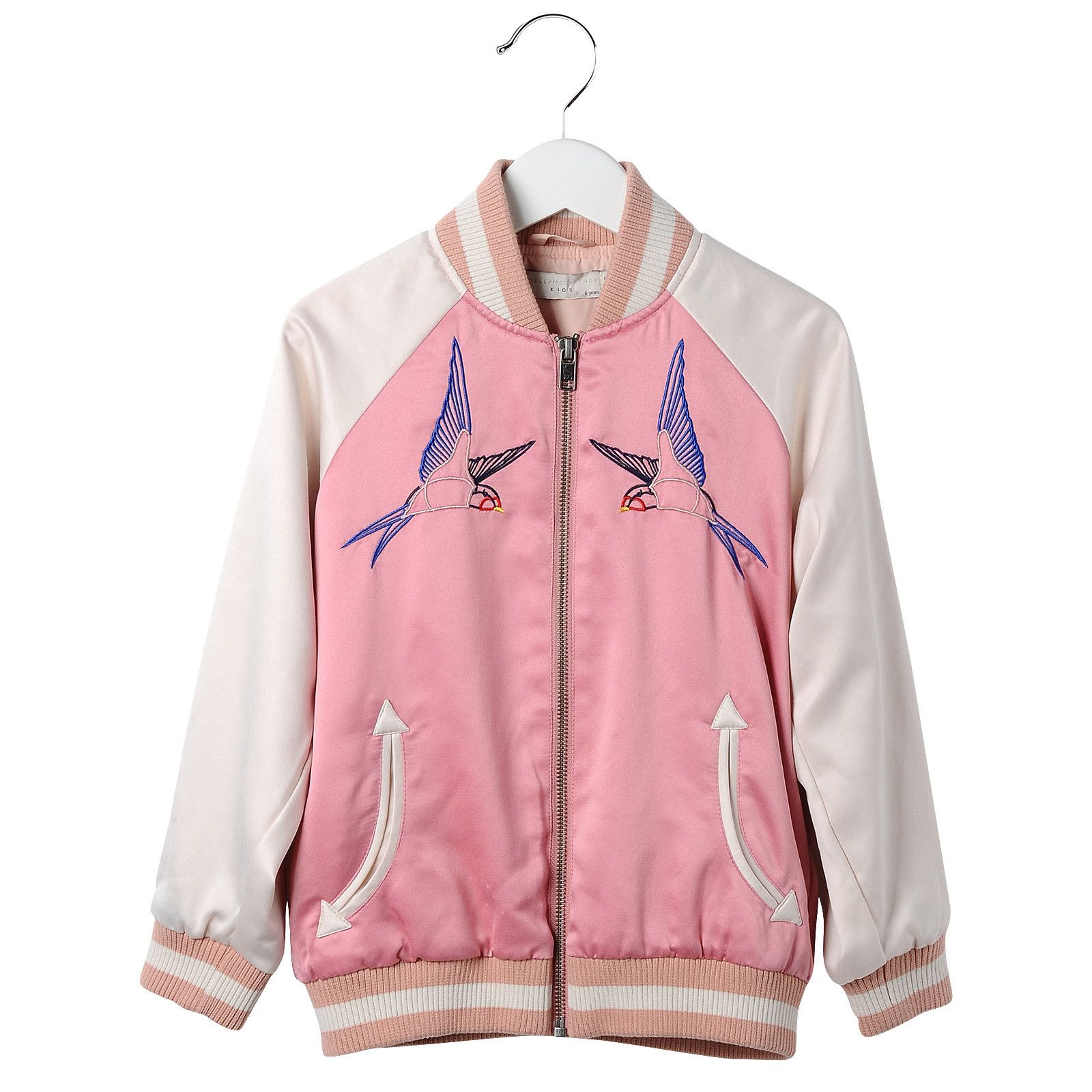 Girls Pink Cotton Embroidered Bird Trims Jacket - CÉMAROSE | Children's Fashion Store - 1