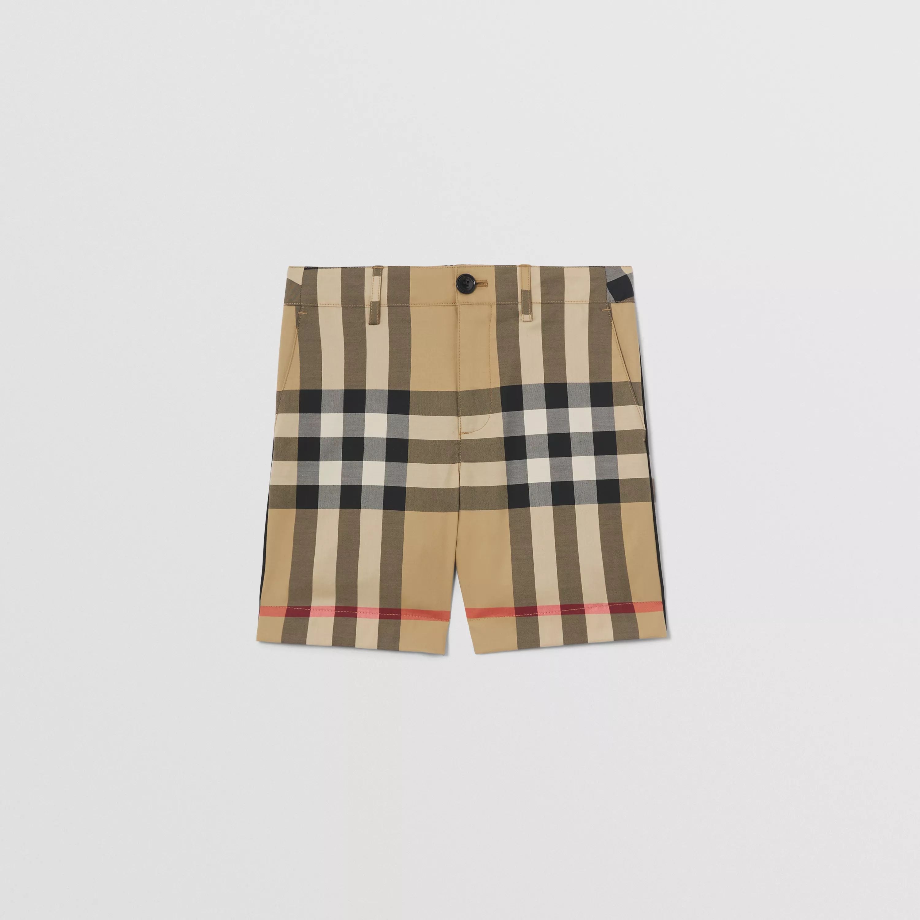 Boys Archive Beige Check Shorts