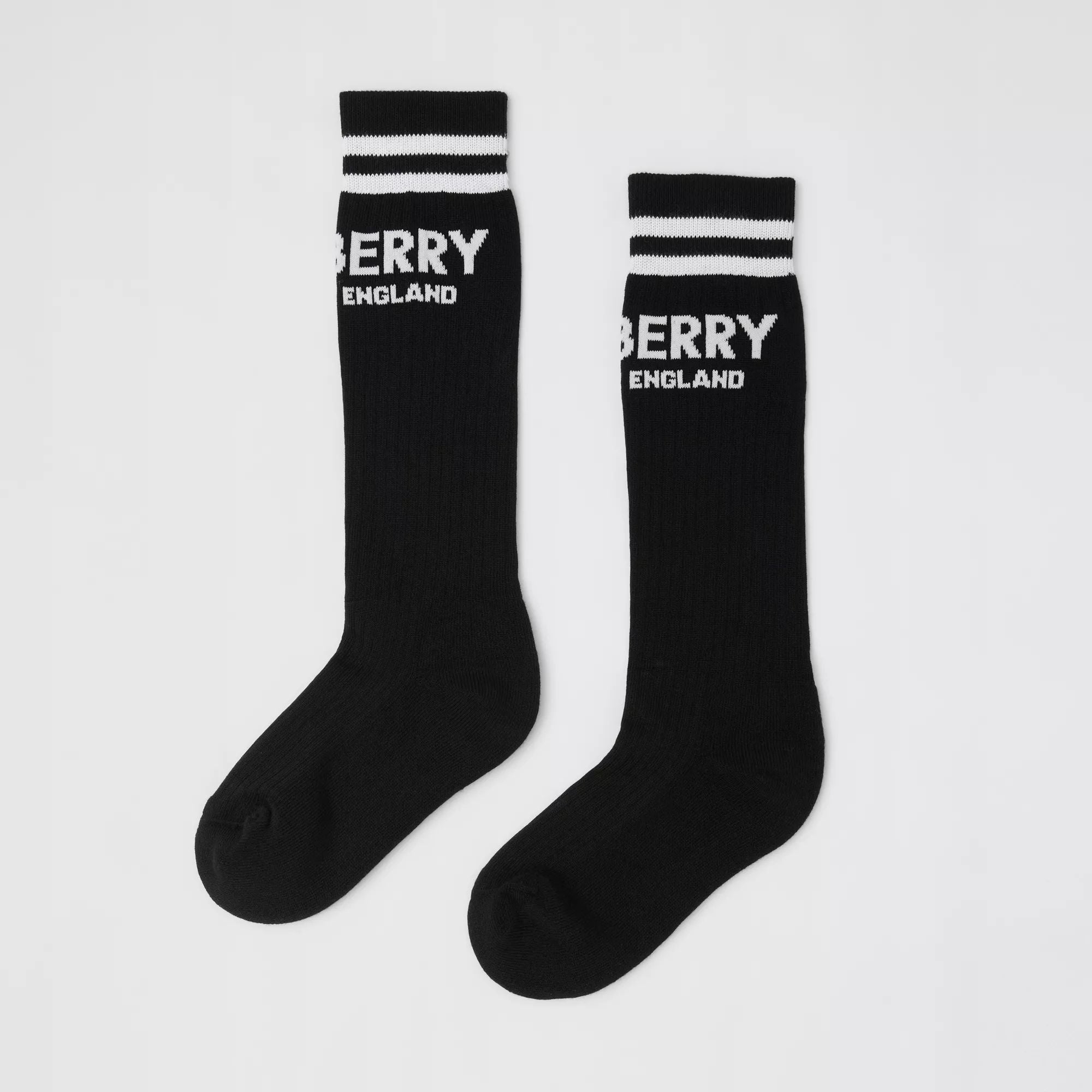 Boys Black & White Logo Cotton Socks (2 Pack)