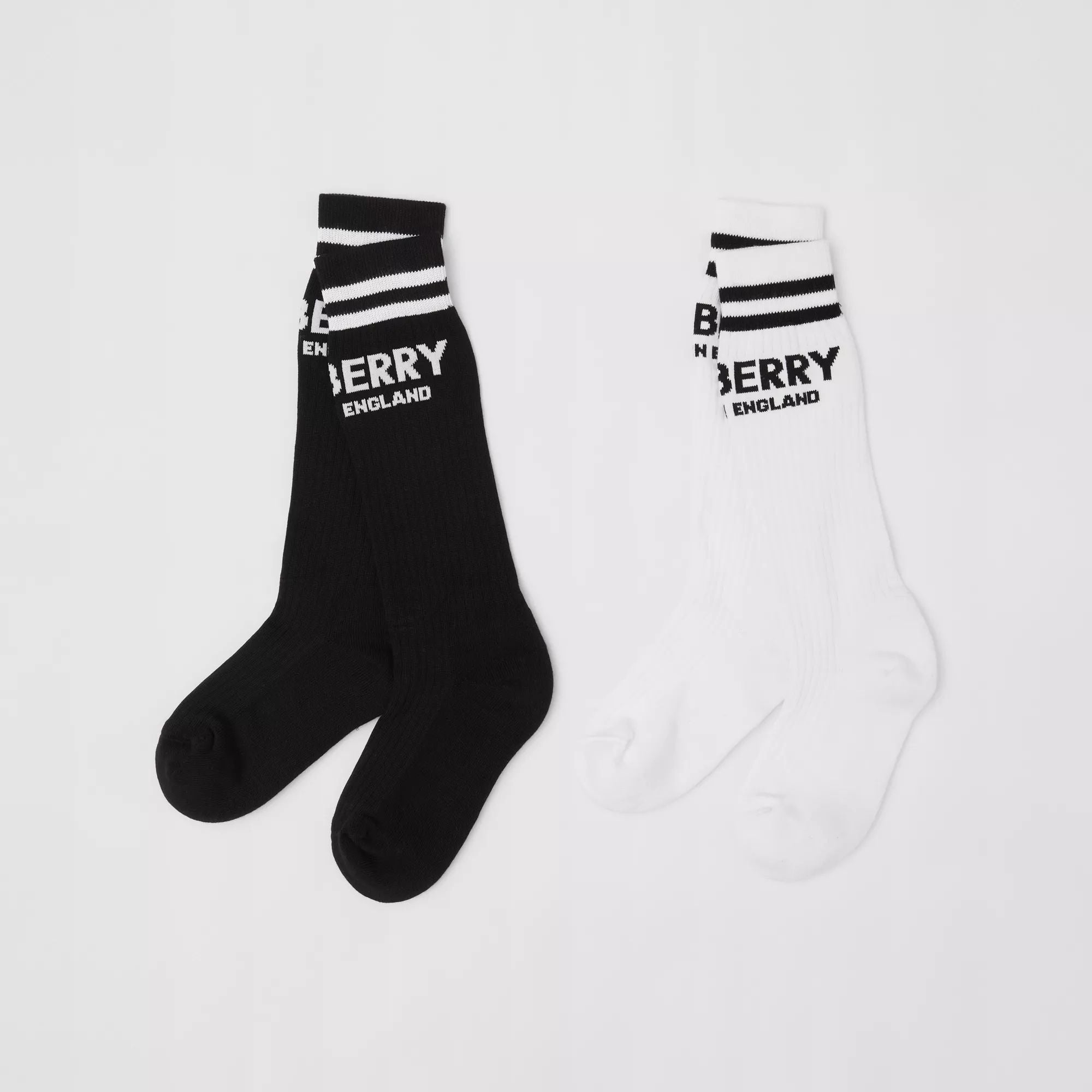 Boys Black & White Logo Cotton Socks (2 Pack)