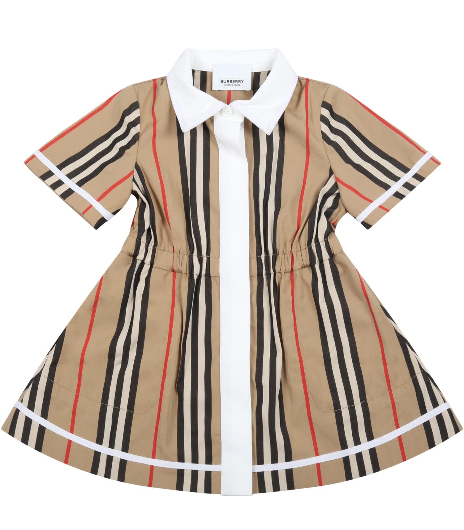 Baby Girls Beige Stripe Cotton Dress