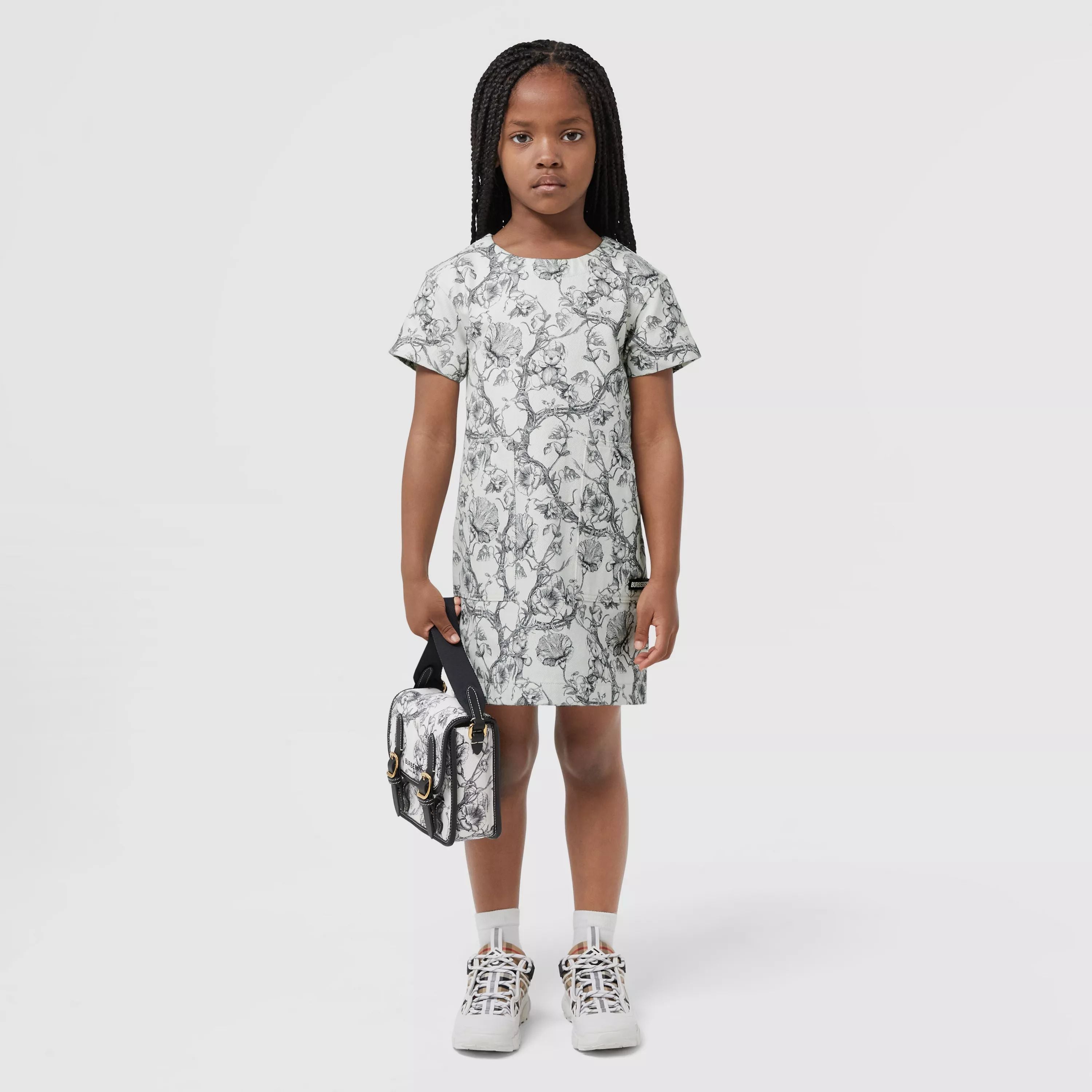 Girls Black Print Dress