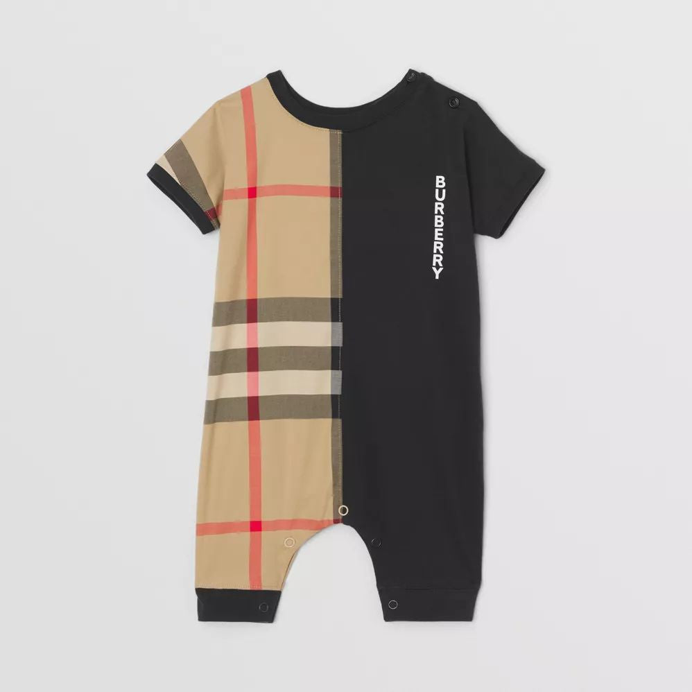 Baby Boys & Girls Black Cotton Babysuit