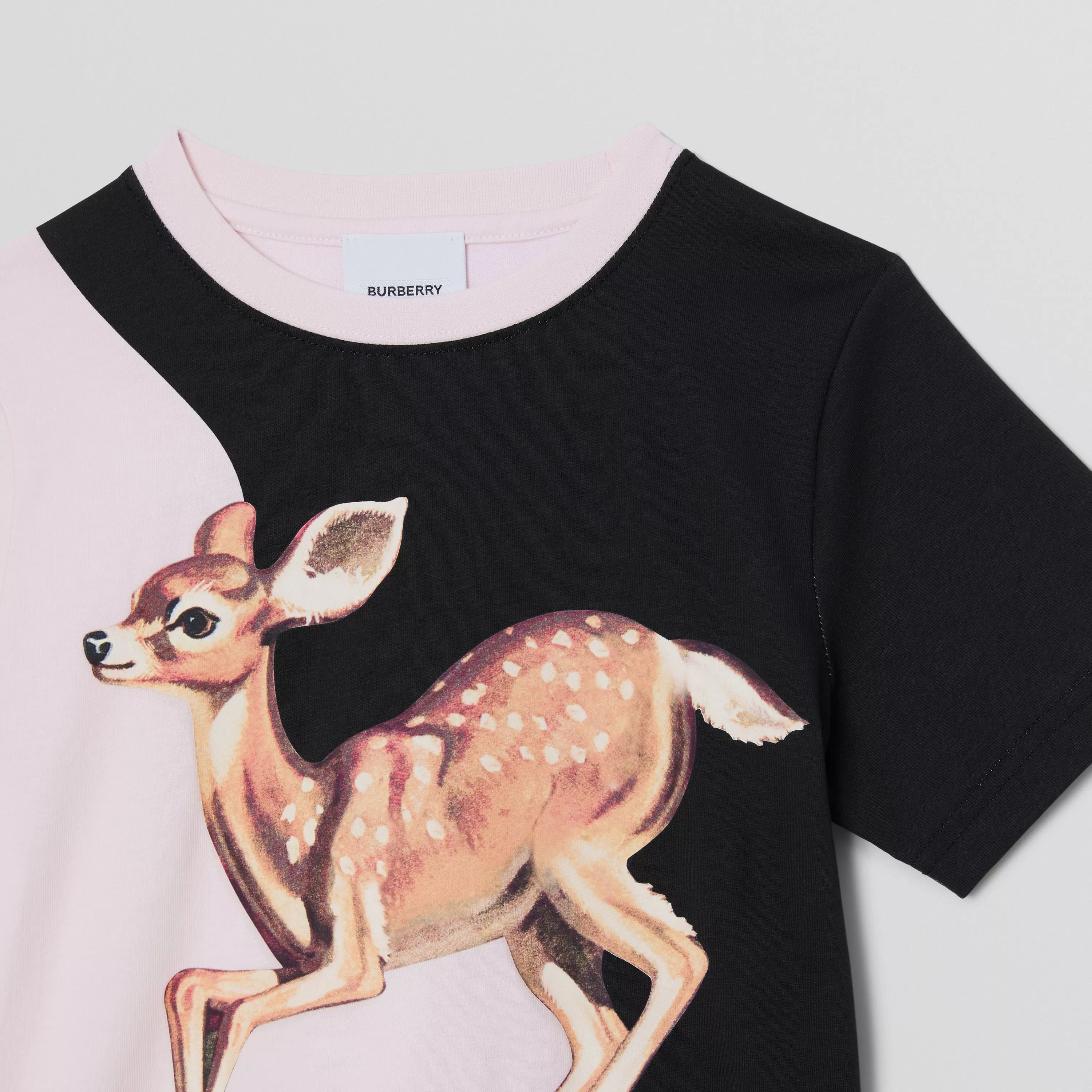 Girls Pink Deer Cotton T-Shirts