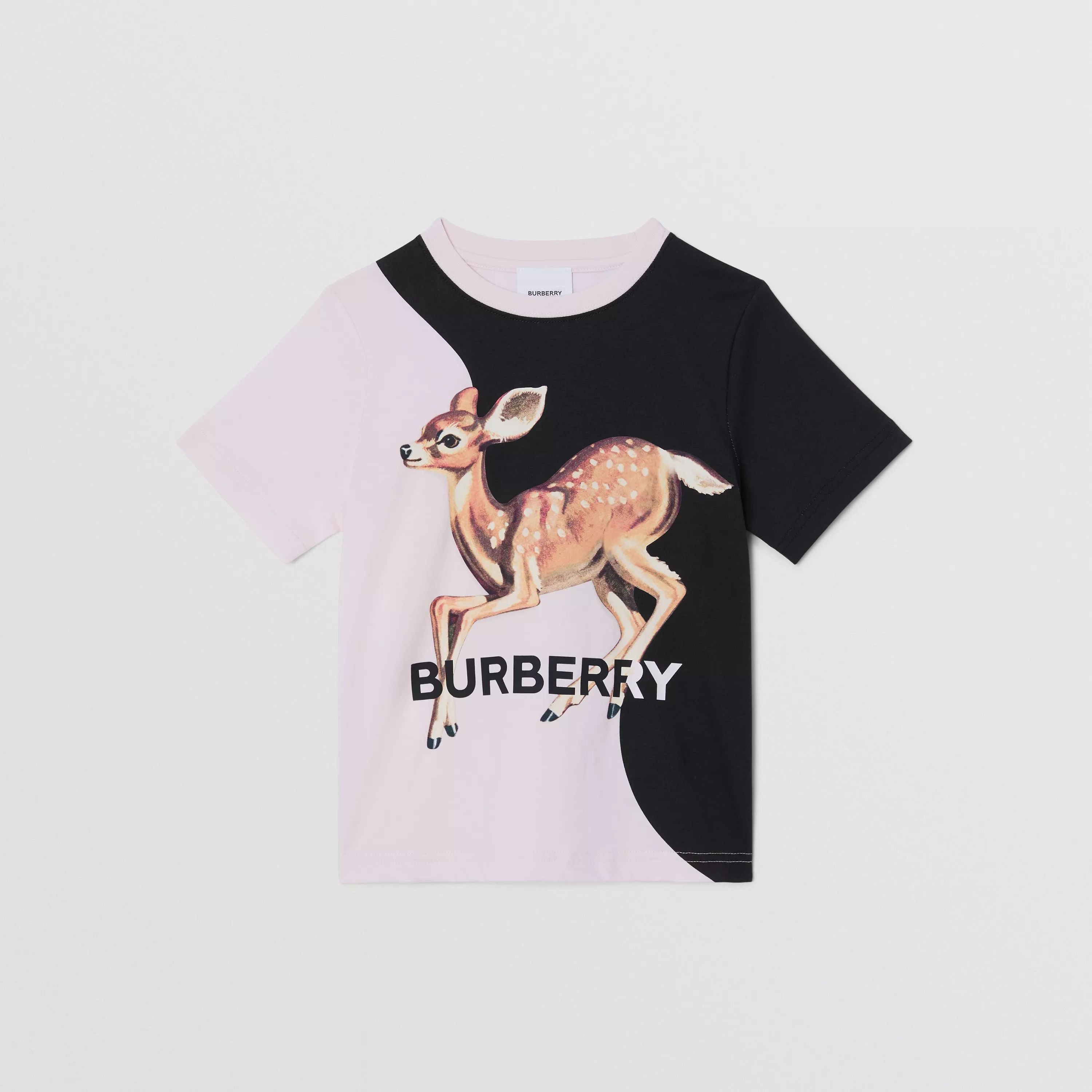 Girls Pink Deer Cotton T-Shirts