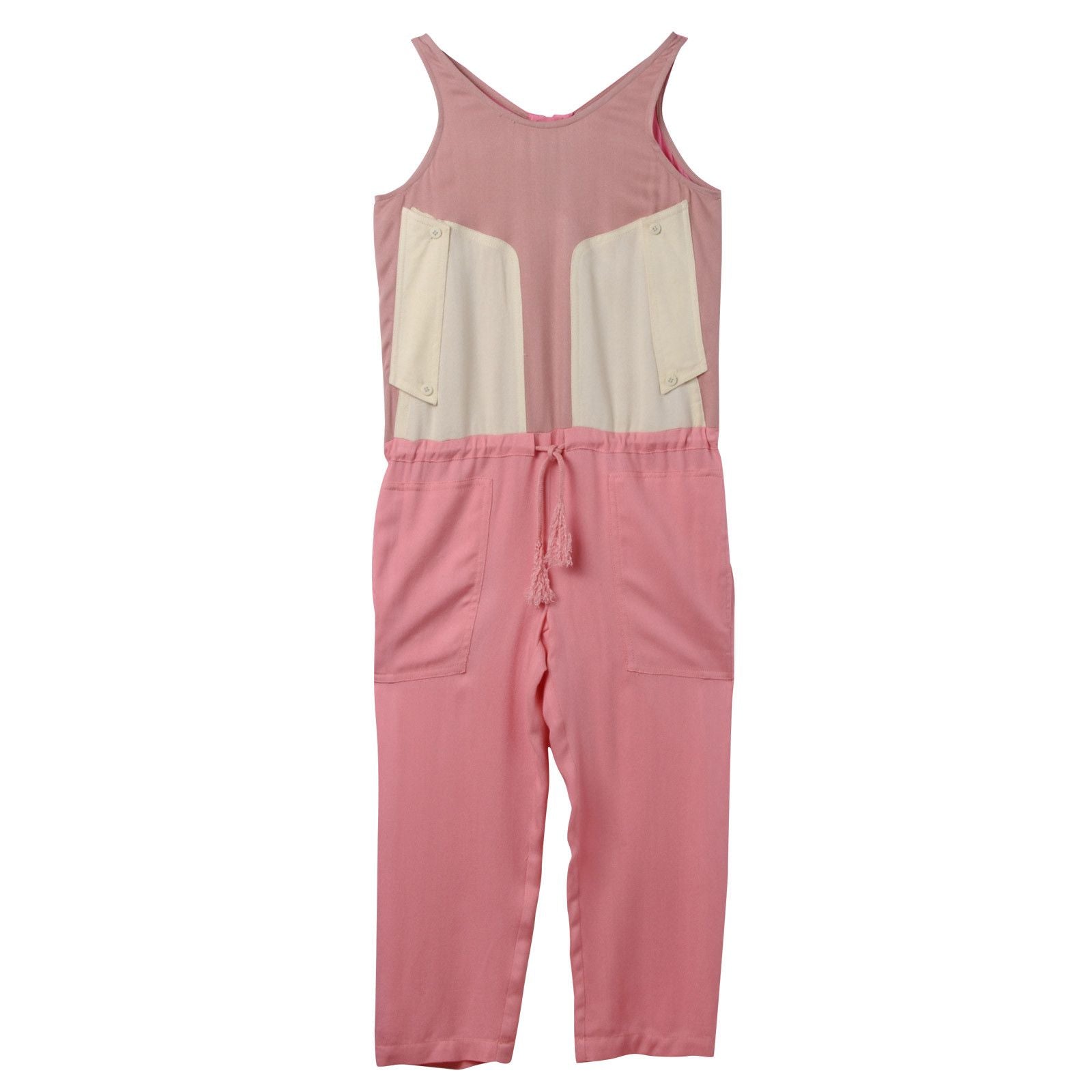 Girls Dark Pink Jumpsuit With Bow Trims - CÉMAROSE | Children's Fashion Store - 1