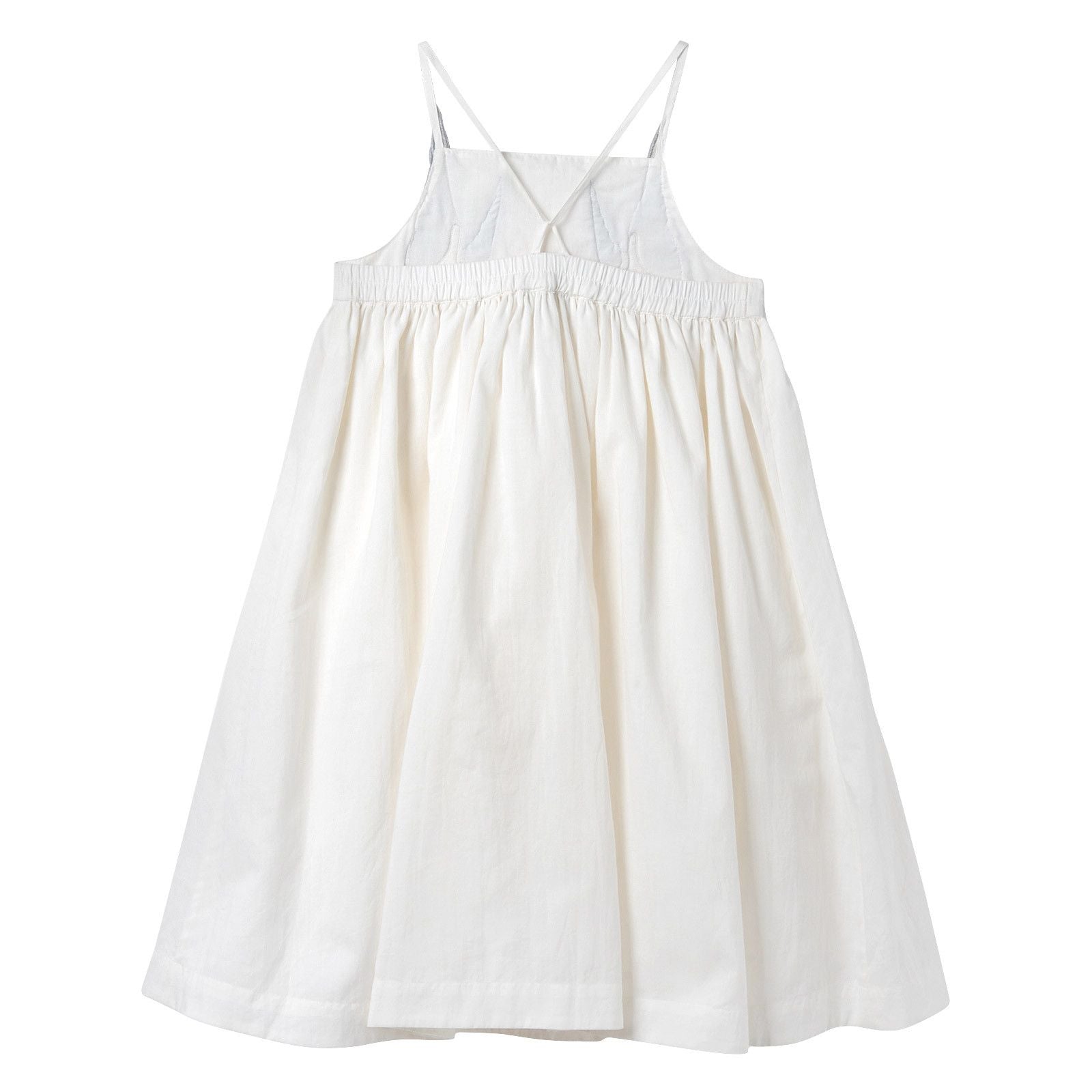 Girls White Cotton Woven Dress With Bird Embroidered Trims - CÉMAROSE | Children's Fashion Store - 2