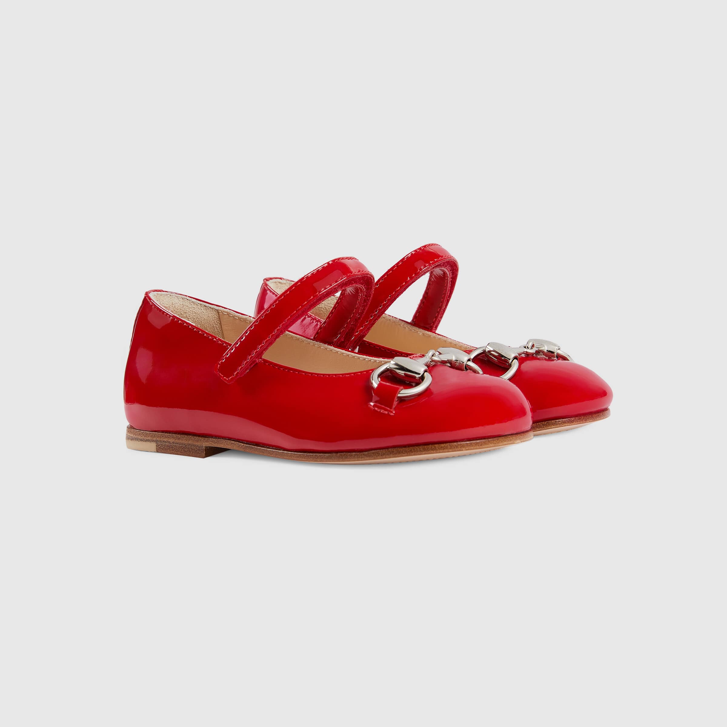 Baby Girls Red GG Logo Leather Shoes