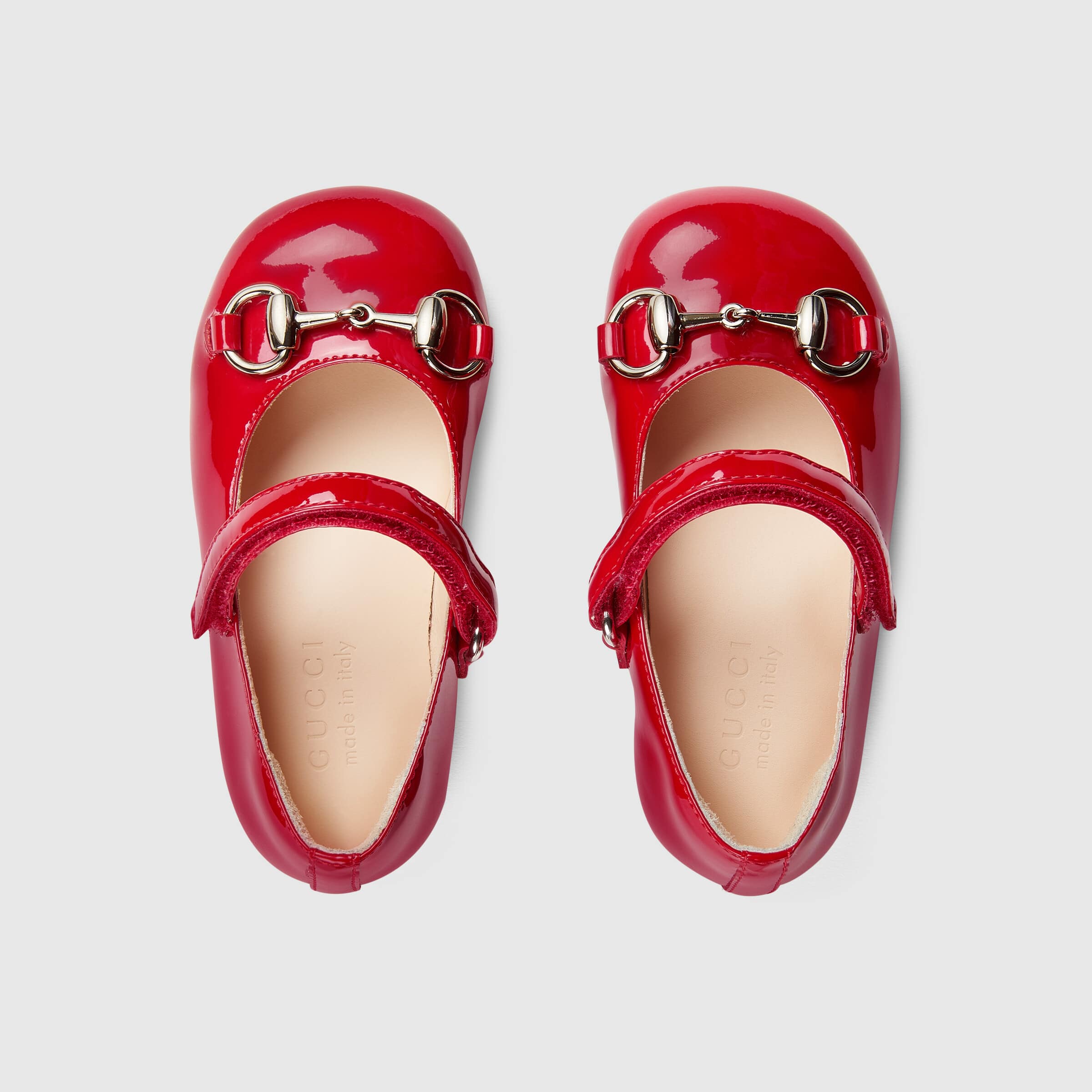 Baby Girls Red GG Logo Leather Shoes