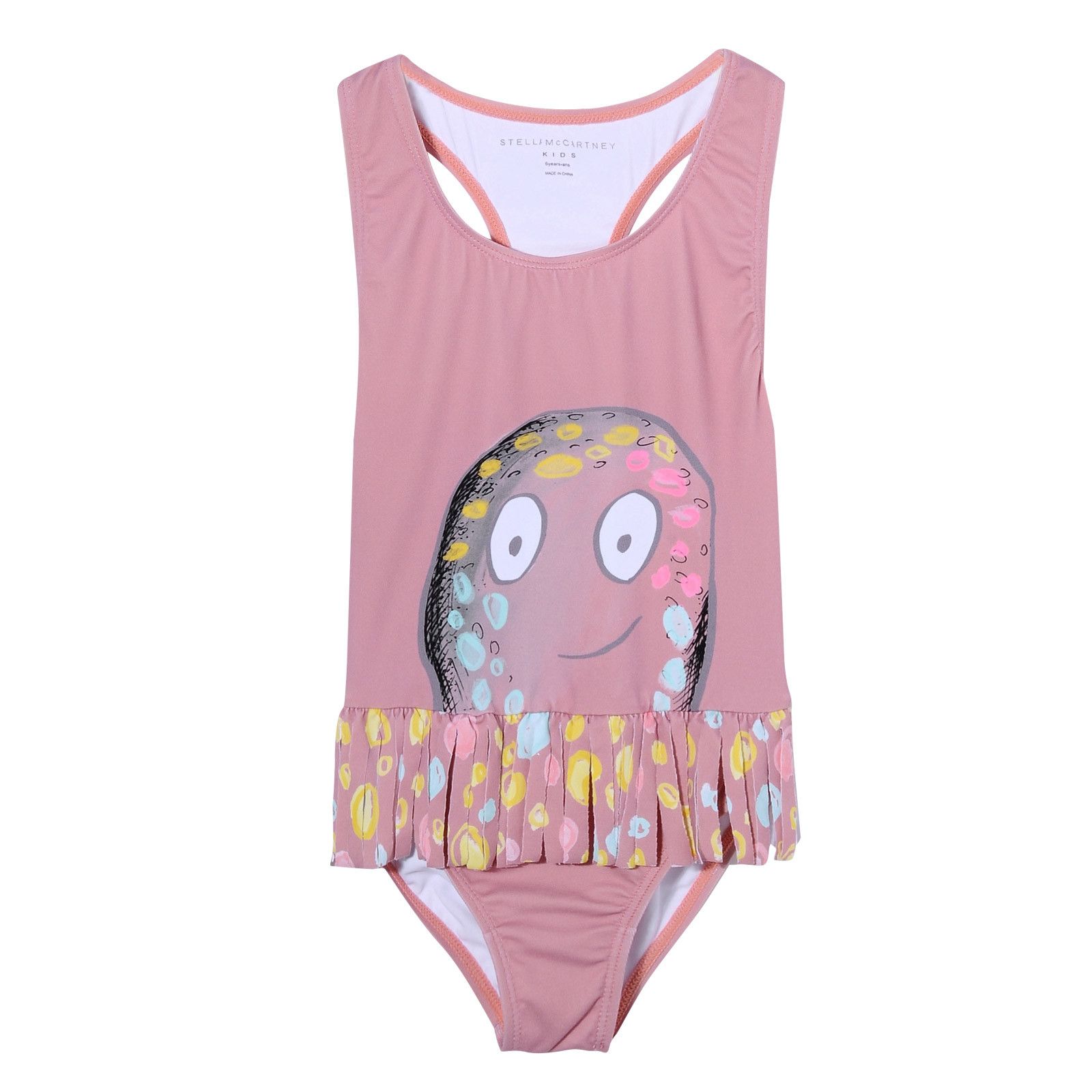 Girls Pink Octopus Printed Swimsuit With Frill Design - CÉMAROSE | Children's Fashion Store - 1