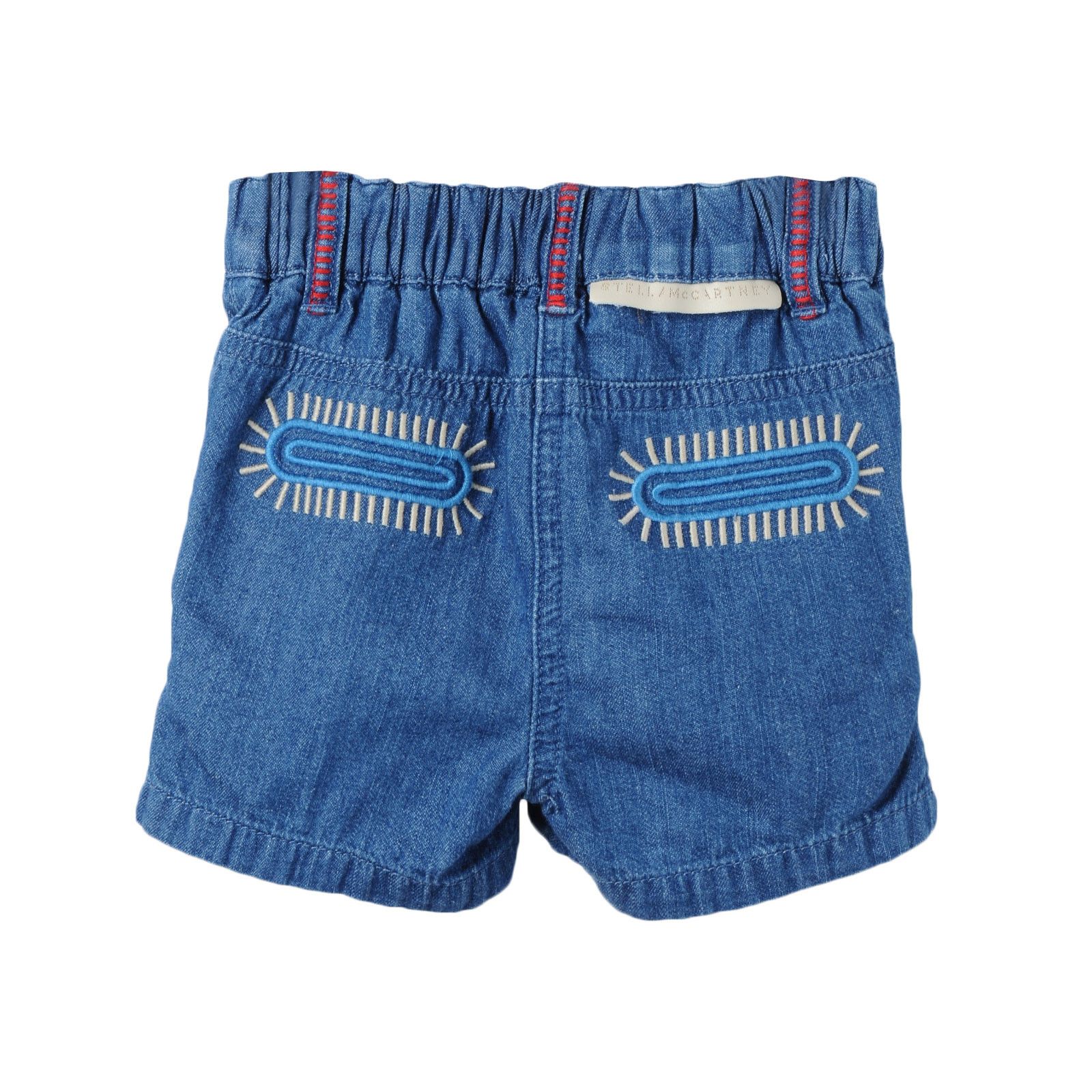 Girls Blue Shorts With Colorful Zig Zag Embroidered Trims - CÉMAROSE | Children's Fashion Store - 2