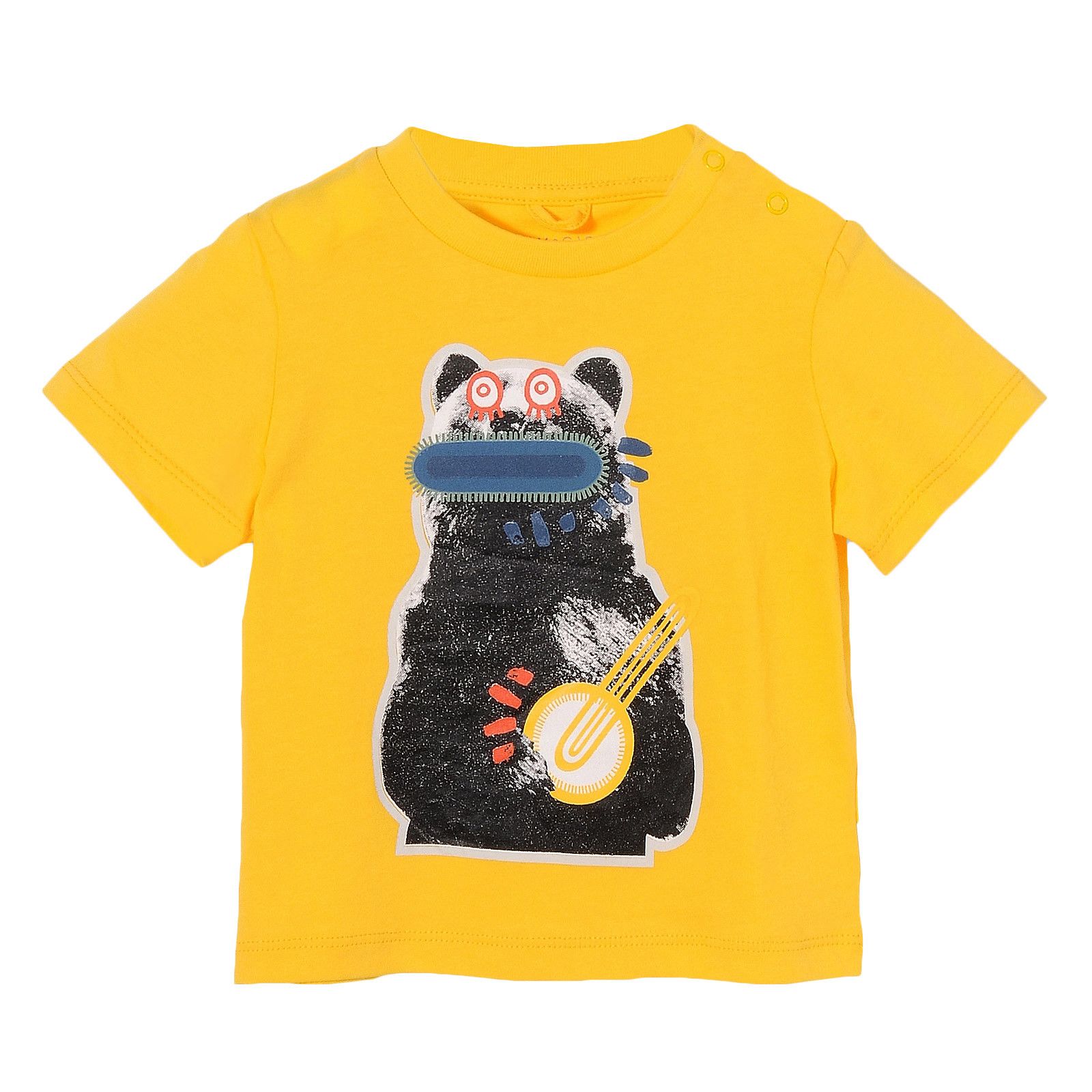 Boys Yellow Cotton Zig Zag Bear Printed T-Shirt - CÉMAROSE | Children's Fashion Store - 1