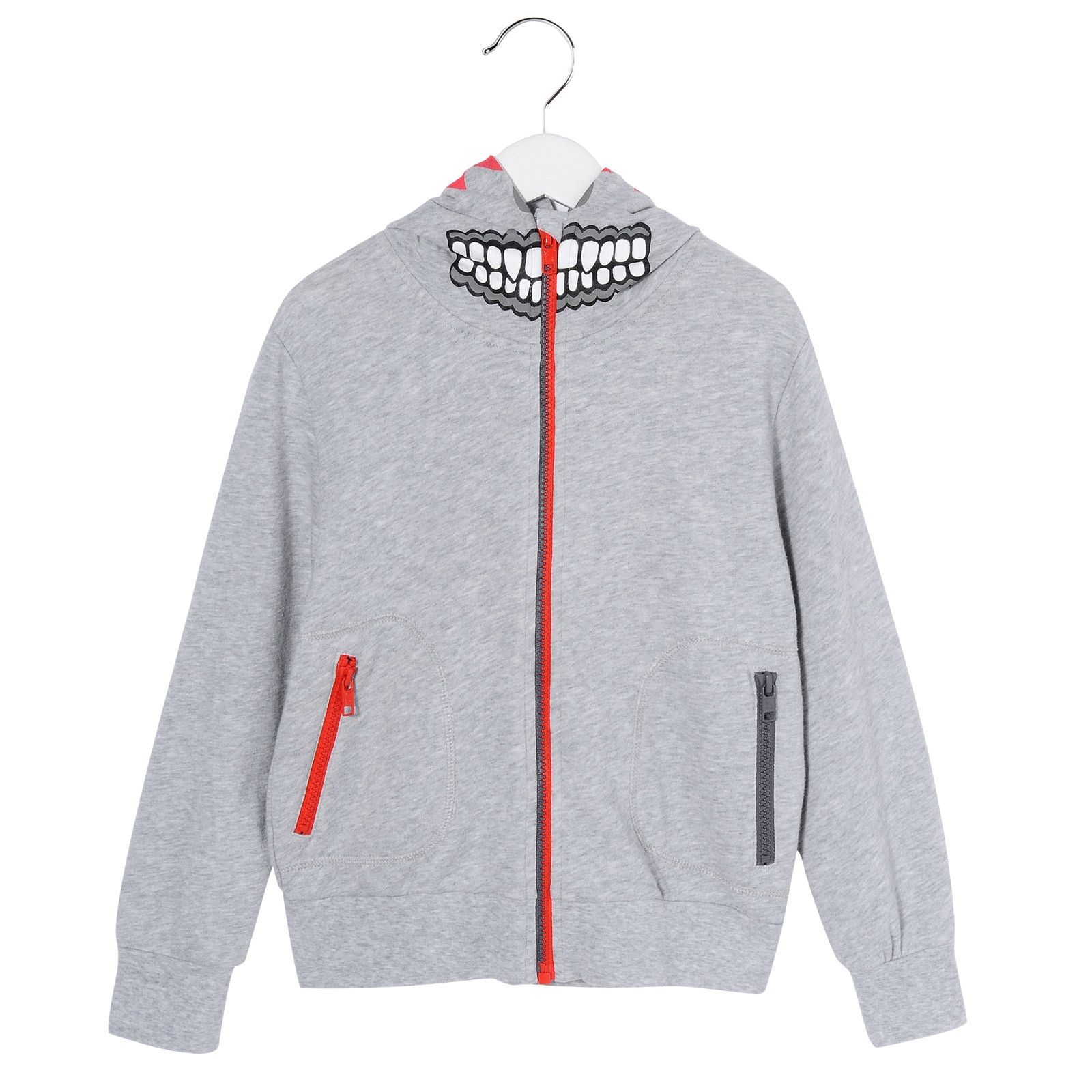 Boys Grey Cotton Blue Monster Hooded Sweatshirt - CÉMAROSE | Children's Fashion Store - 1
