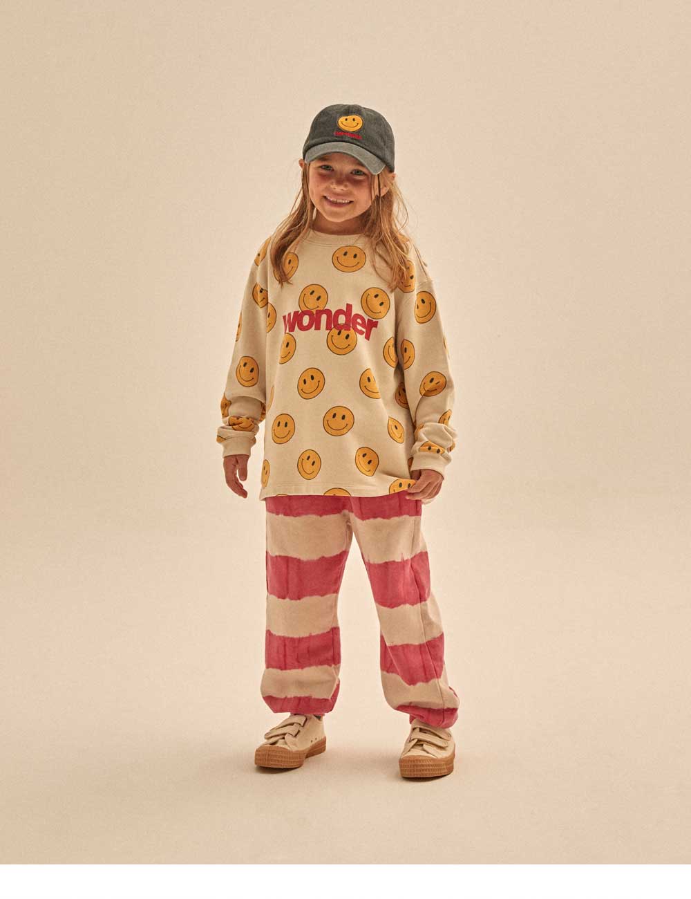 Boys & Girls Beige Smile Cotton T-Shirt