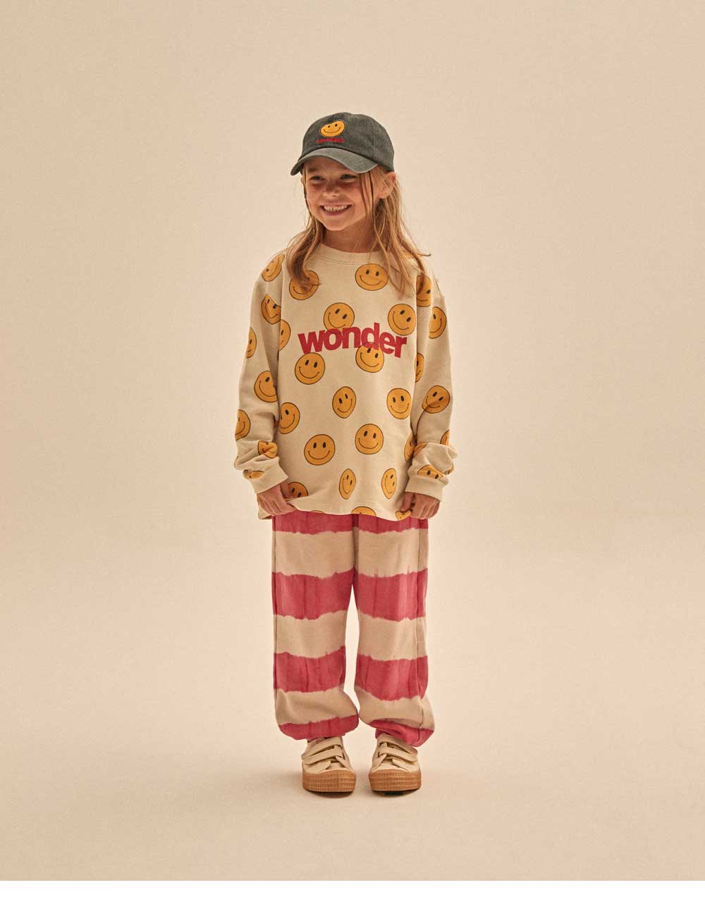 Boys & Girls Beige Smile Cotton T-Shirt