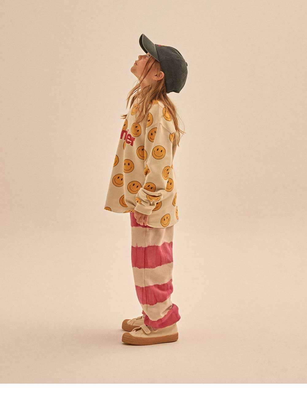 Boys & Girls Beige Smile Cotton T-Shirt