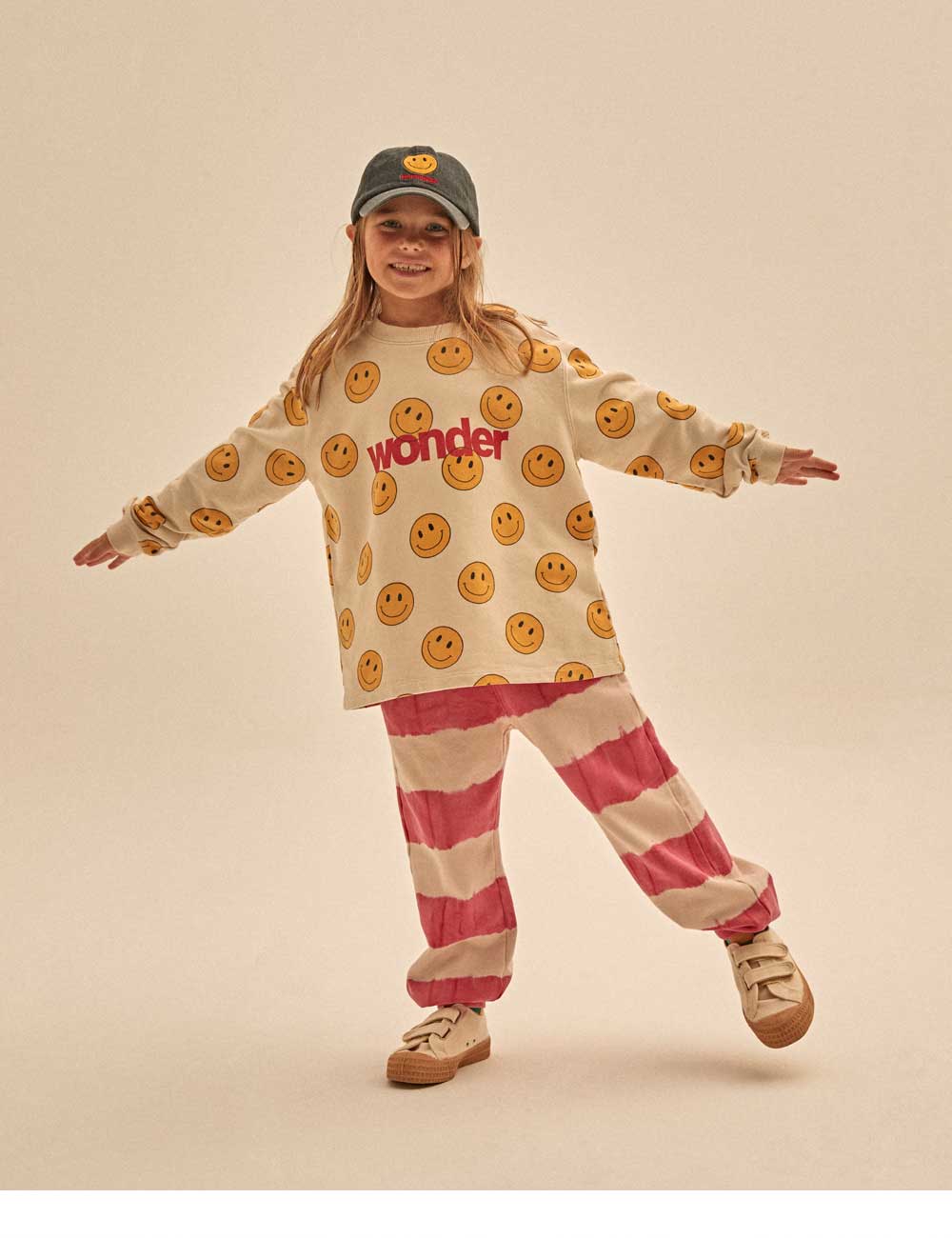 Boys & Girls Beige Smile Cotton T-Shirt