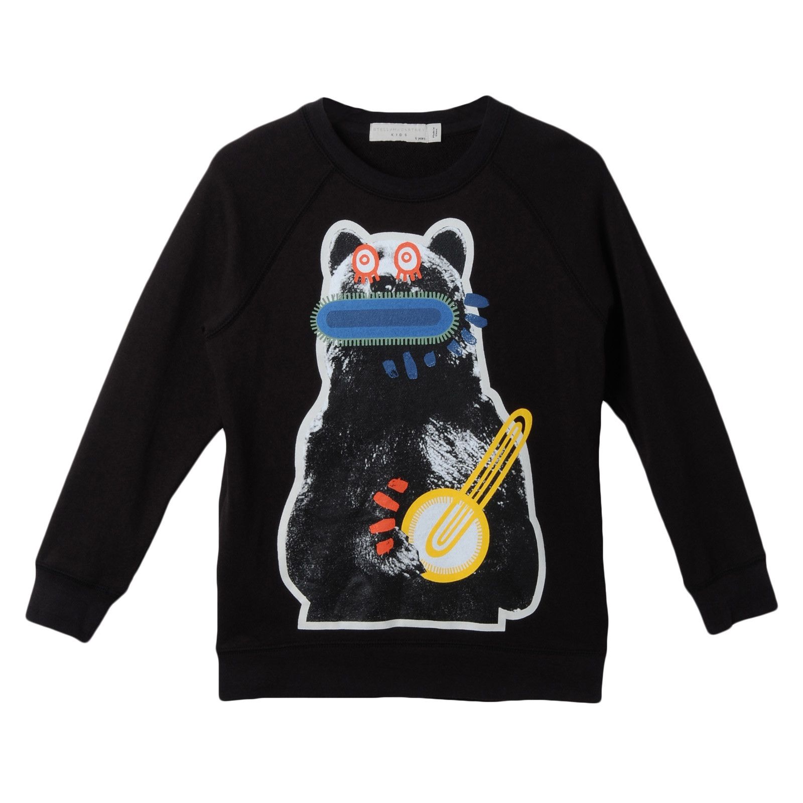 Boys Black Cotton Zig Zag Bear Printed Sweatshirt - CÉMAROSE | Children's Fashion Store - 1