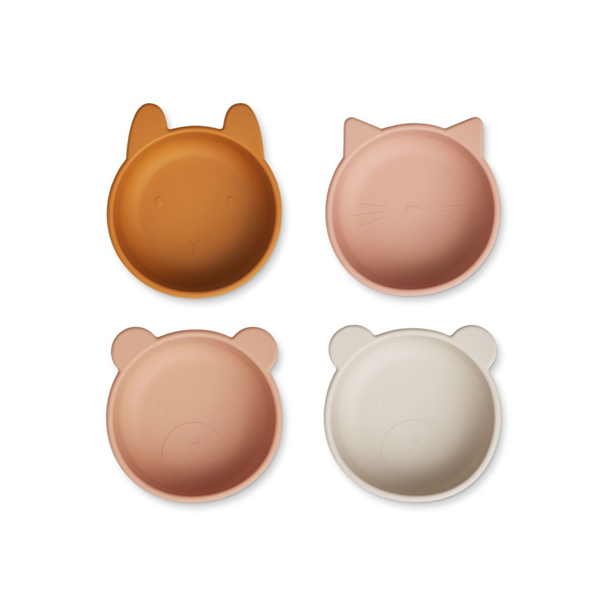 Boys & Girls Beige Bear Silicone Bowls (4 Pack)