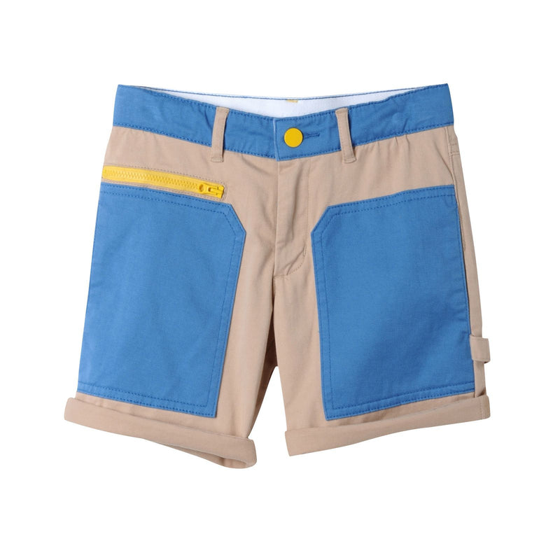 Boys Blue&Grey Patch Pockets Shorts With Turn Up Cuffs - CÉMAROSE | Children's Fashion Store - 1